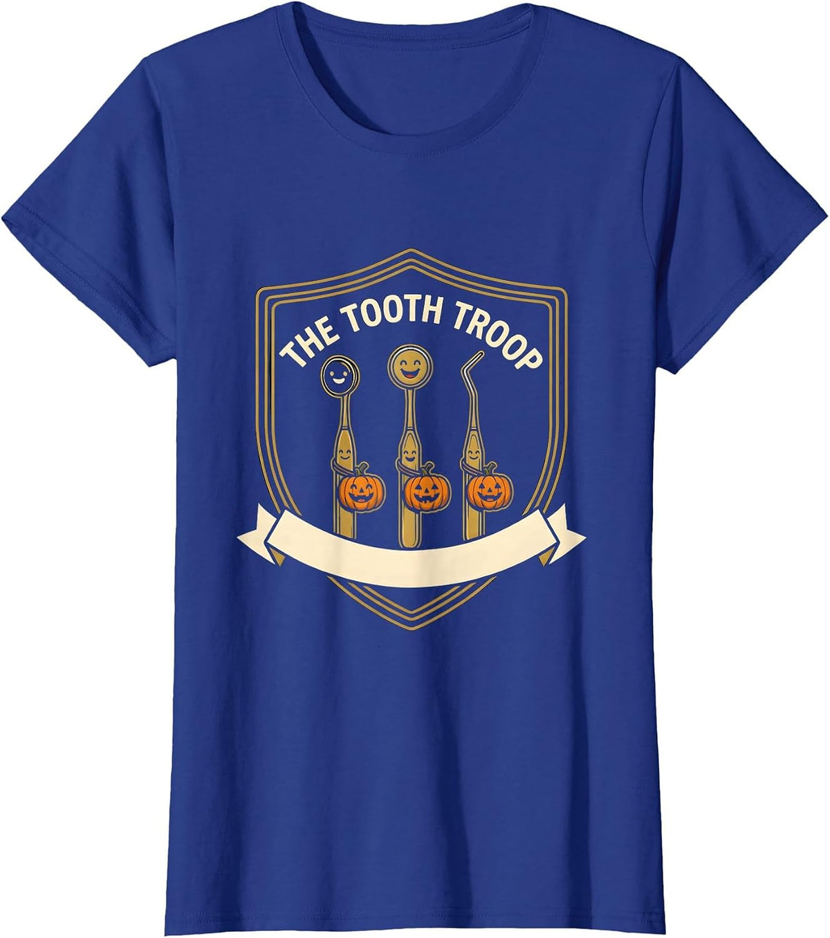 Women's The Tooth Troop Funny Dental Hygienist Halloween Fall Humor T-Shirt - Royal Blue