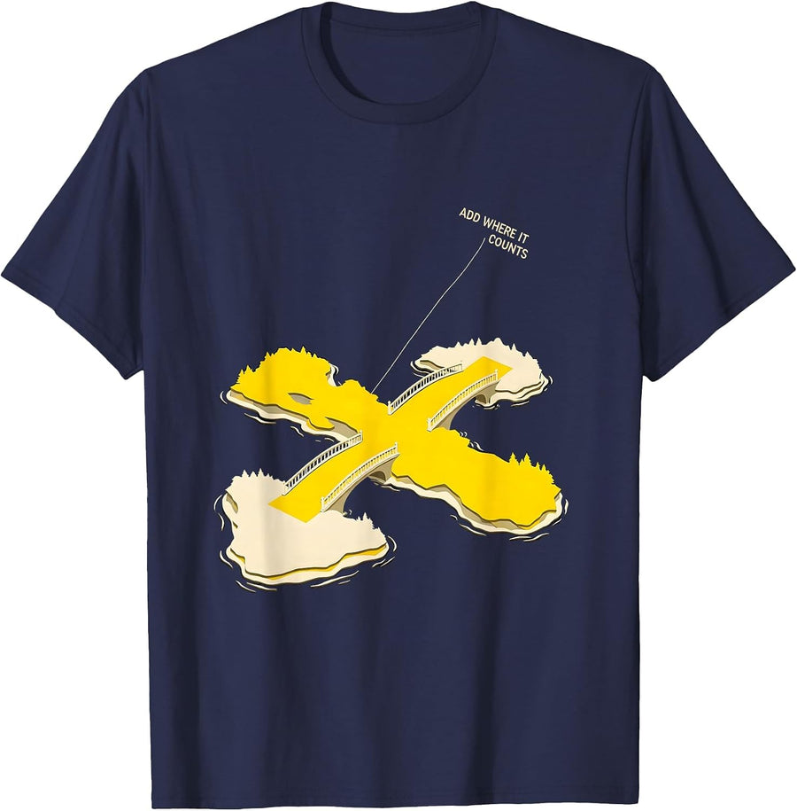 Add Where It Counts Funny Math Teacher Pun Humor T-Shirt - Navy Blue