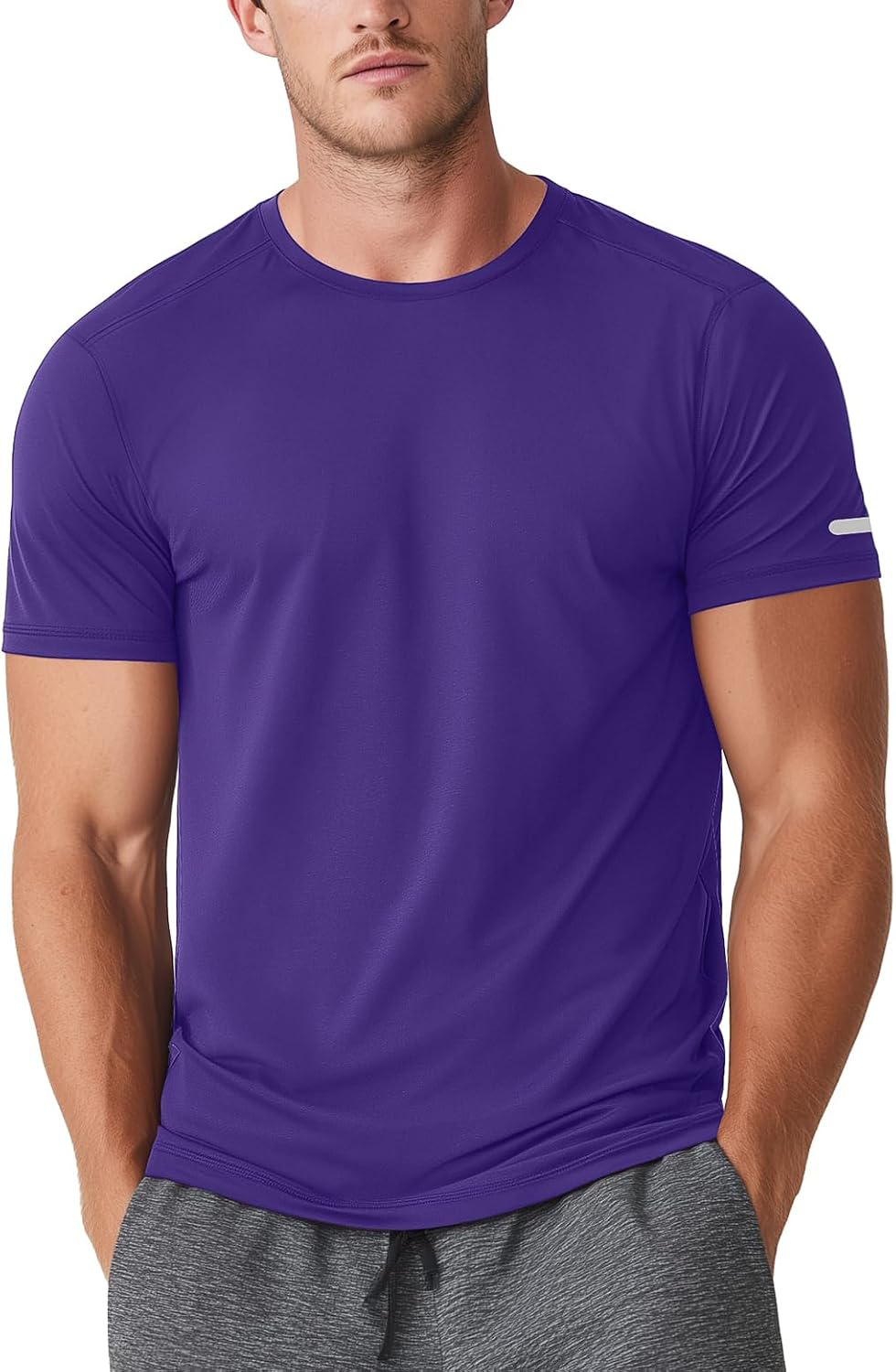 Zengjo Athletic Shirts for Men Short Sleeve Quick Dry Moisture Wicking Tee - Purple