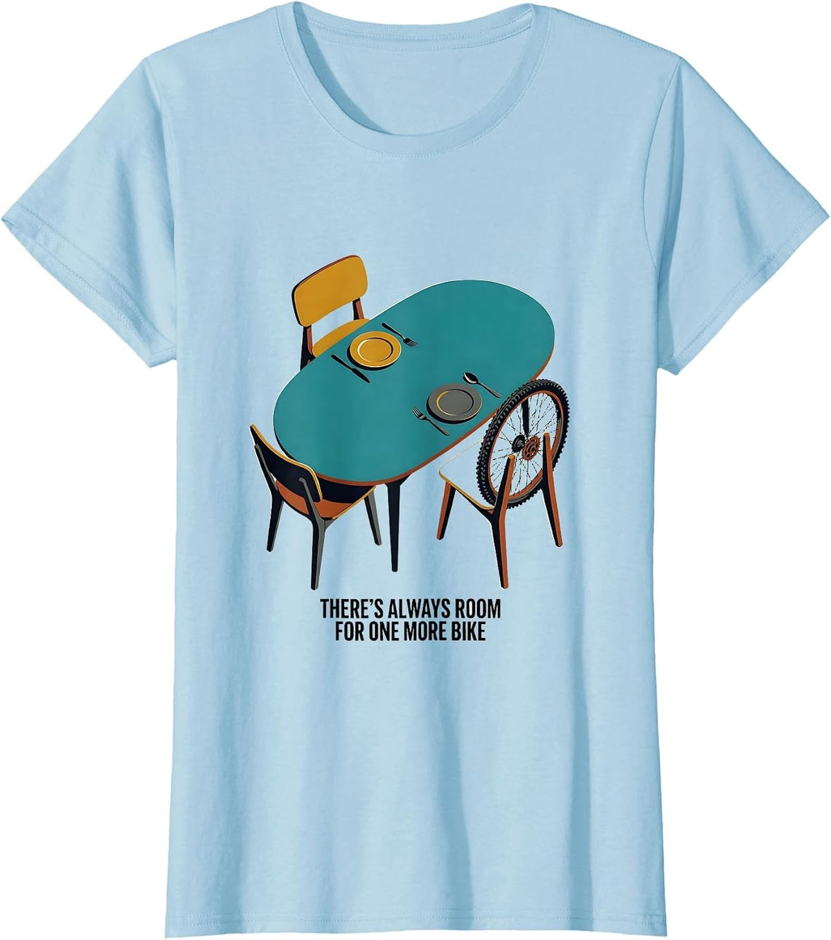 Women's There's Always Room For One More Bike Funny Cycling Humor T-Shirt - Baby Blue