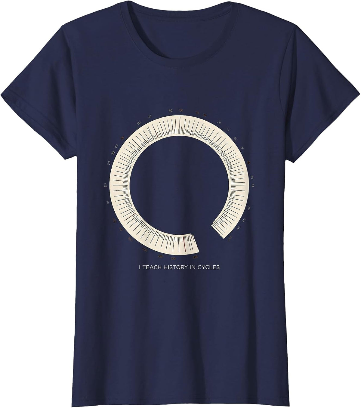 Women's I Teach History In Cycles Funny History Teacher Back T-Shirt - Navy Blue