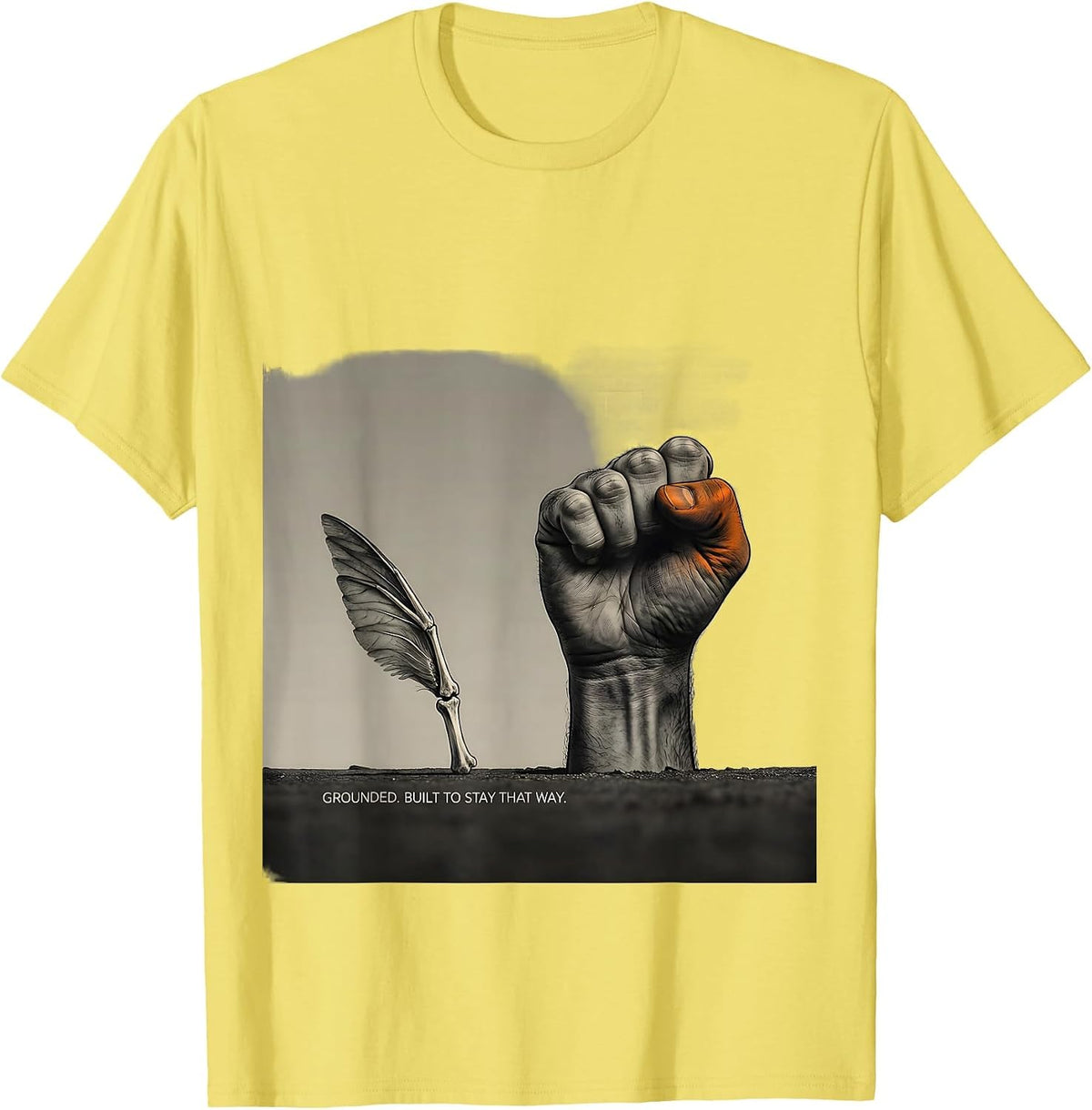 Men's Grounded. Built To Stay That Way. Funny Penguin Martial Arts T-Shirt - Lemon Yellow