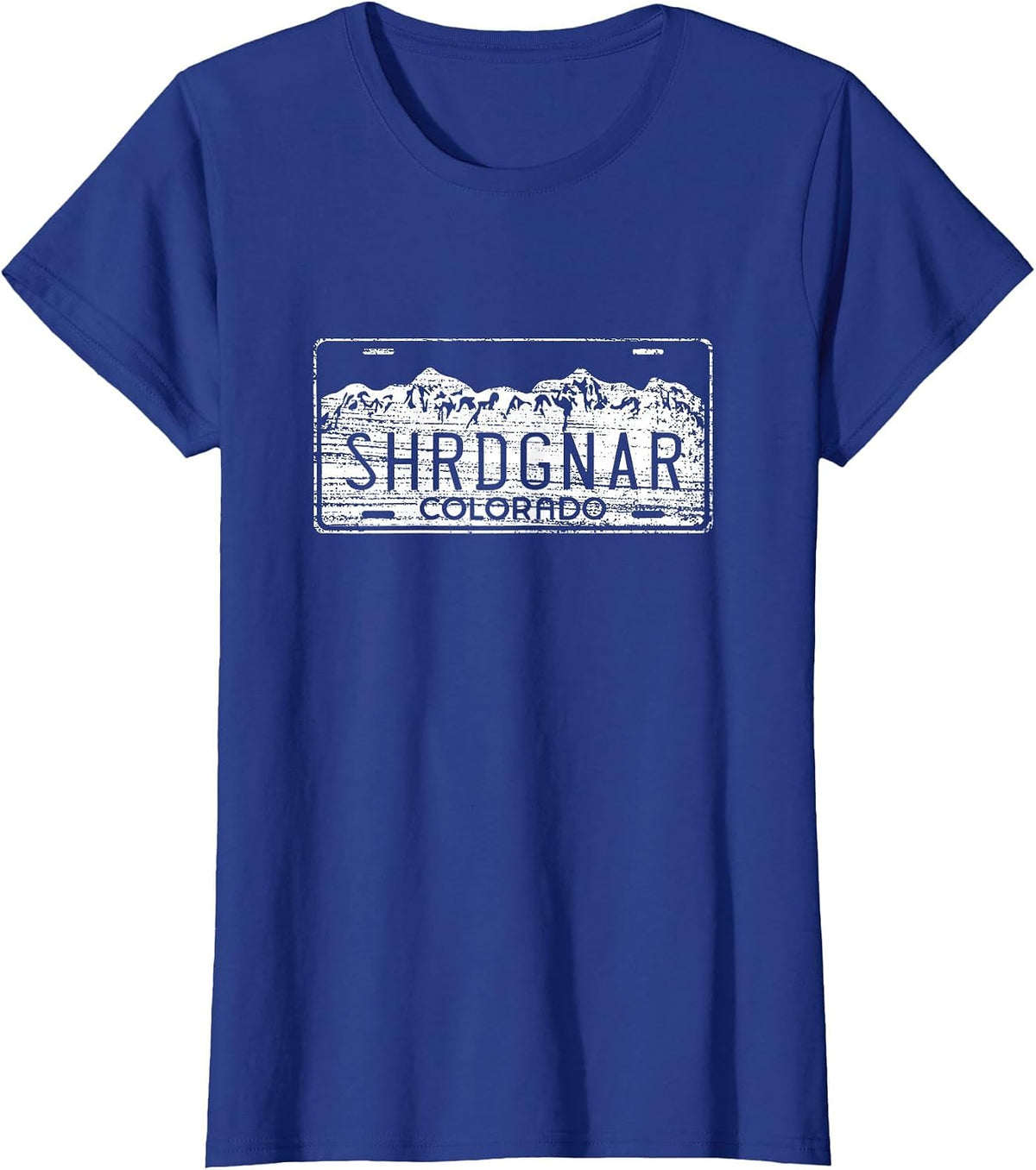 Ski Snowboard Colorado License Plate Shredding Gnar T-Shirt - Royal Blue