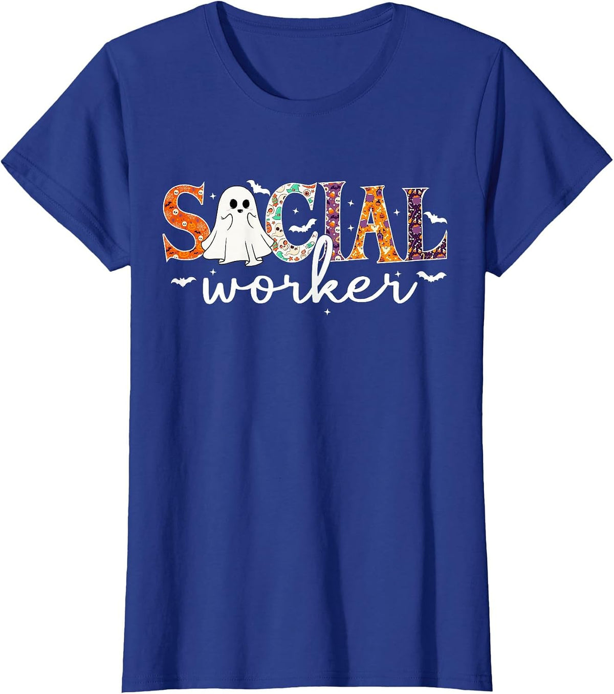 Social Worker Halloween Retro Ghost Halloween Social Worker T-Shirt - Royal Blue