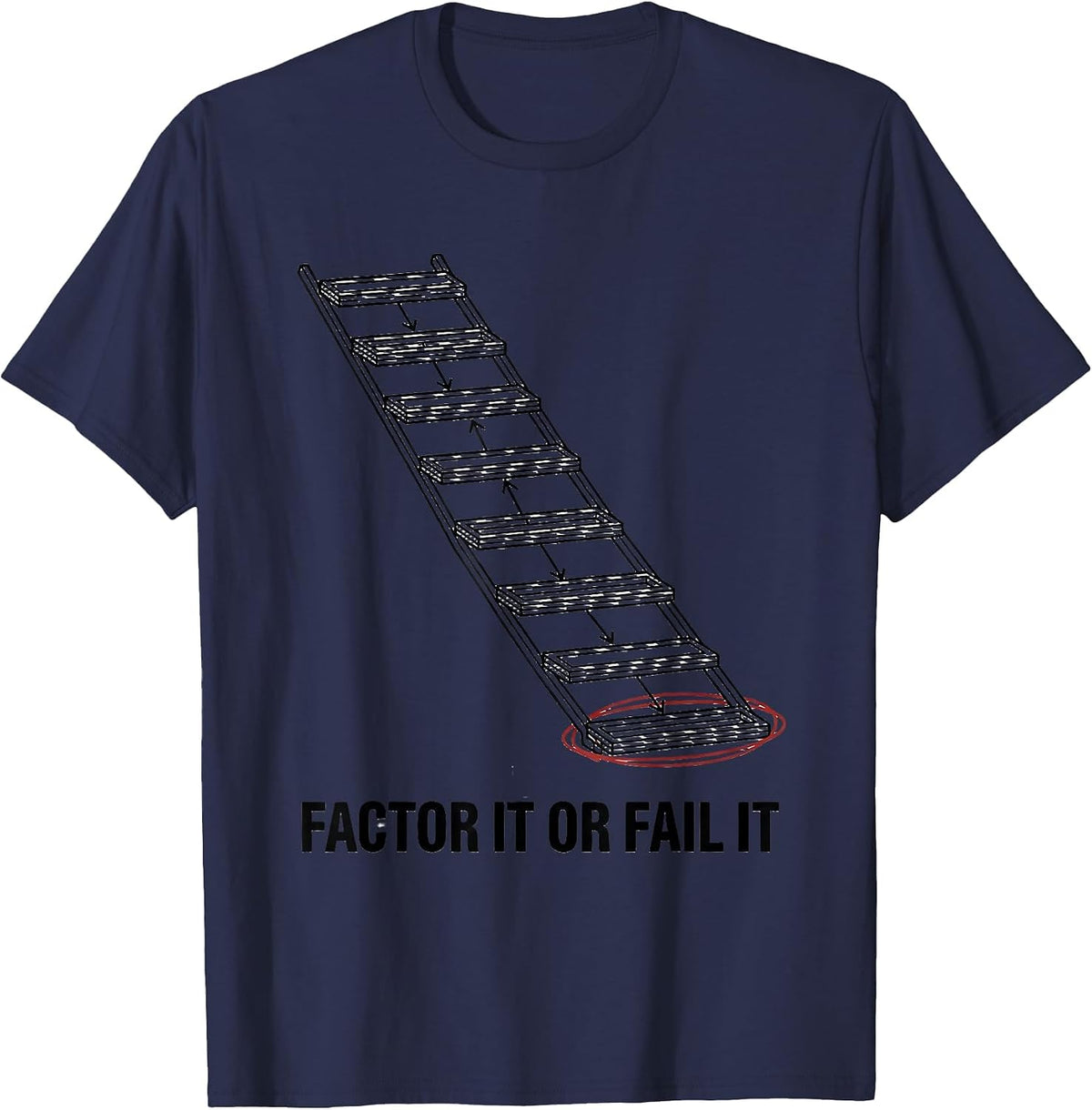 Factor It Or Fail It Funny Math Teacher Sarcastic Humor T-Shirt - Navy Blue