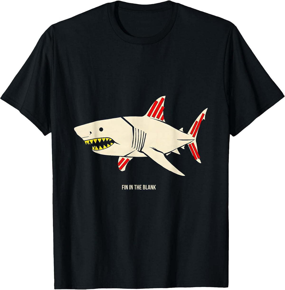 Men's Fin In The Blank Funny Shark Lover Ocean Animal Humor T-Shirt - Black