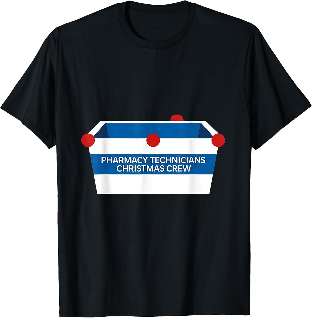 Men's Pharmacy Technicians Christmas Crew Funny Matching Holiday T-Shirt - Black