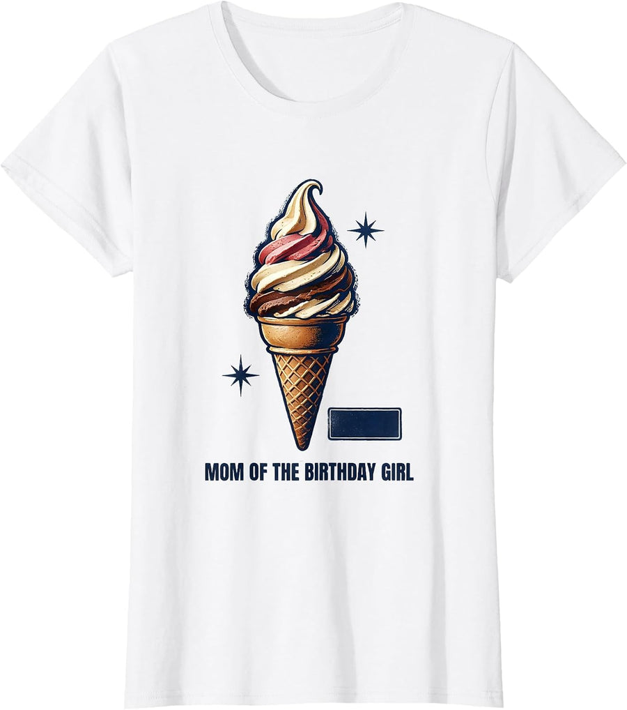 Women's Mom Of The Birthday Girl Rubber Stamp First Birthday Party T-Shirt - White