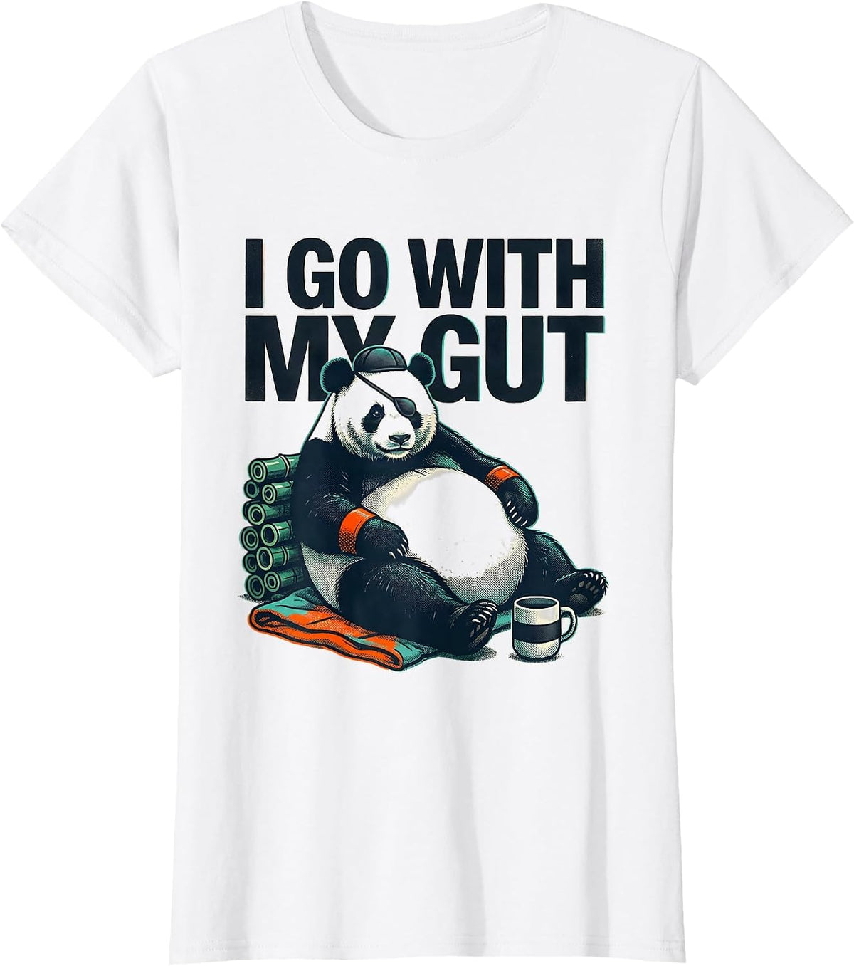 Women's I Go With My Gut Funny Panda Animal Lover Humor Cute Novelty T-Shirt - White