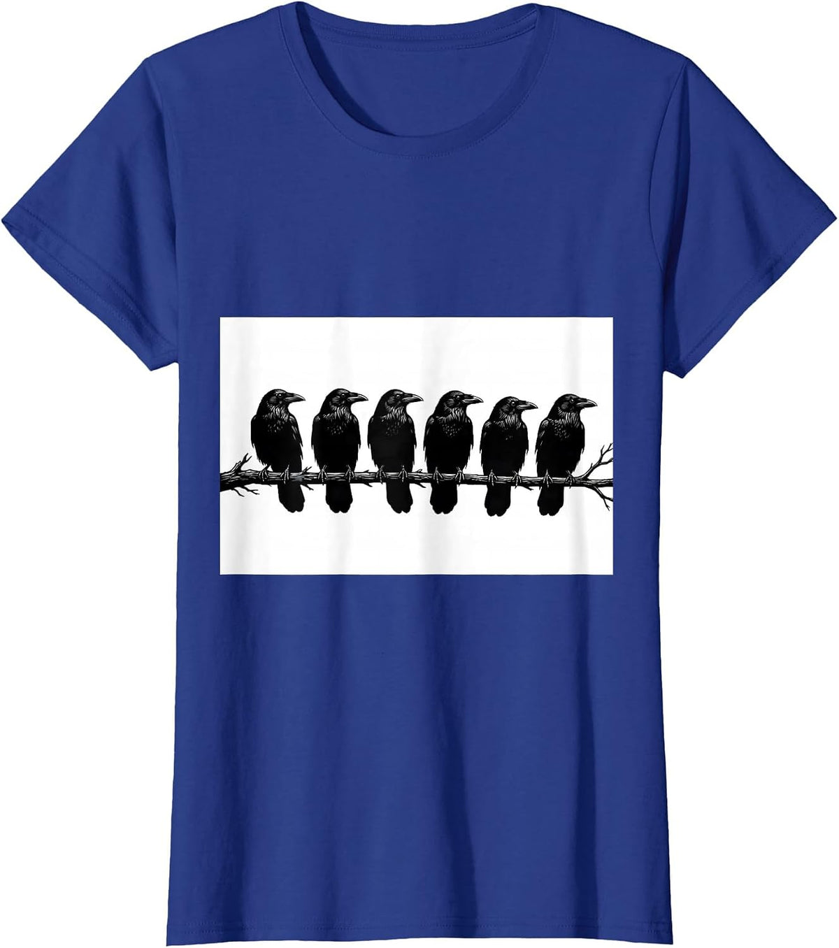 Women's Six Crows Silhouette Dark Humor Gothic Bird Lover T-Shirt - Royal Blue