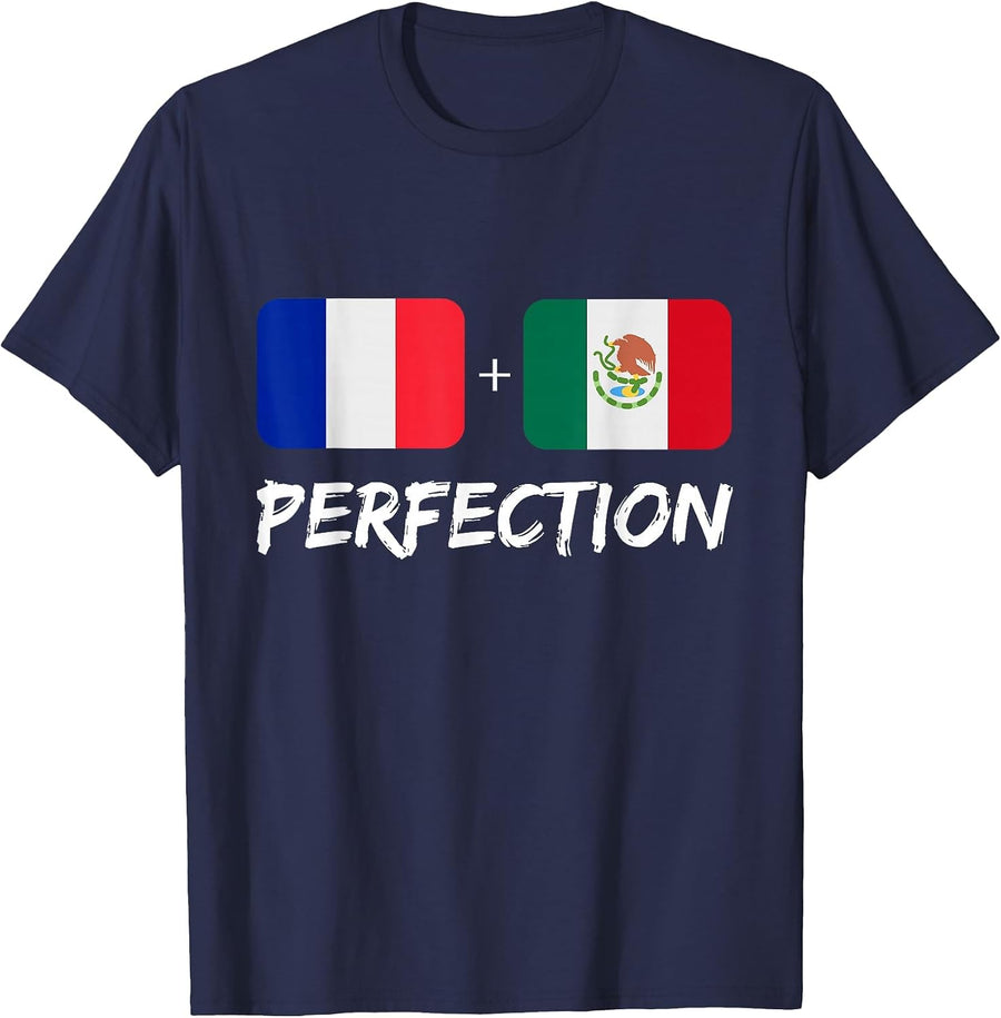 French Plus Mexican Perfection Mix Heritage Flag T-Shirt - Navy Blue
