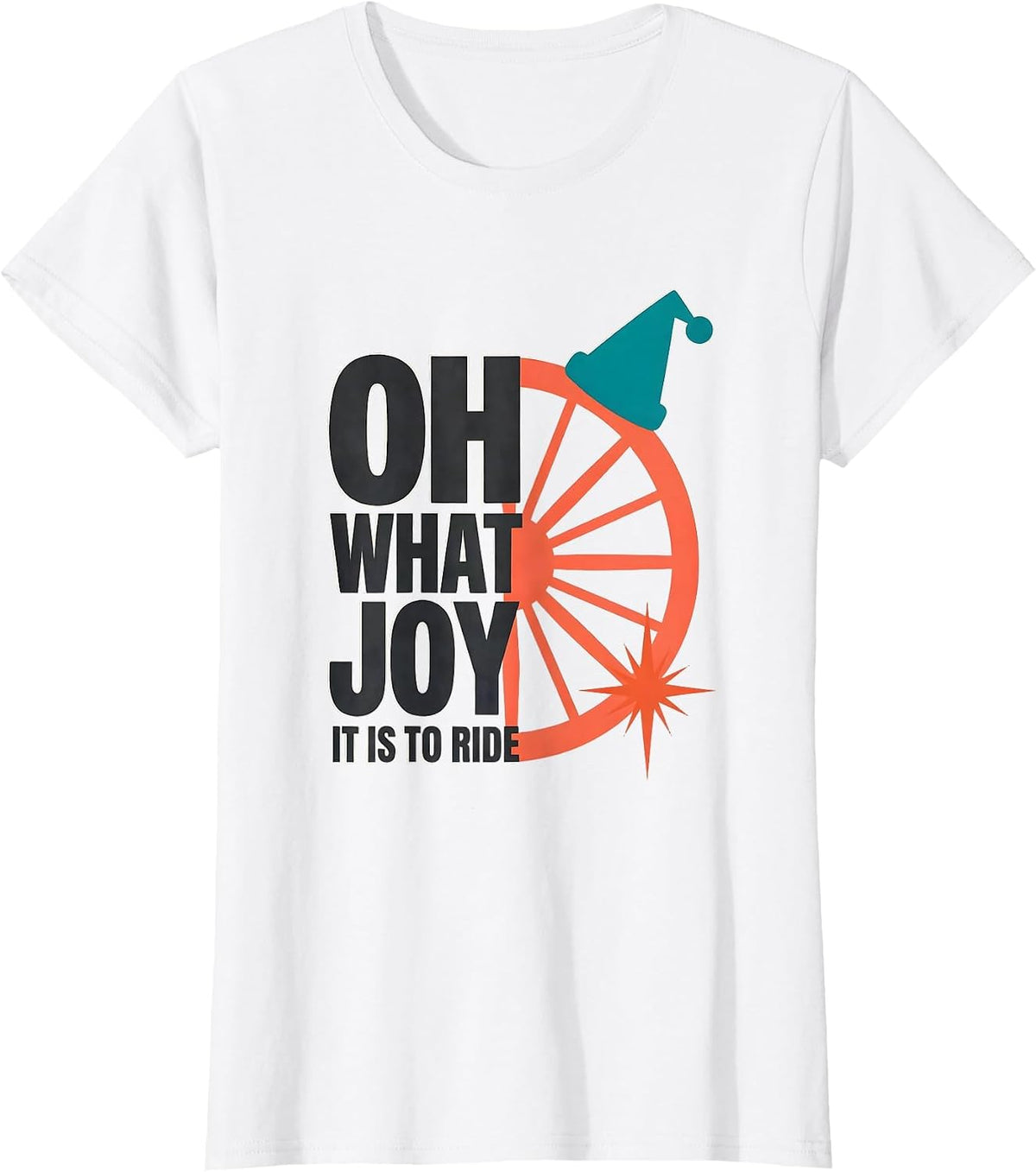 Oh What Joy It Is To Ride Midcentury Modern Biker Christmas T-Shirt - White