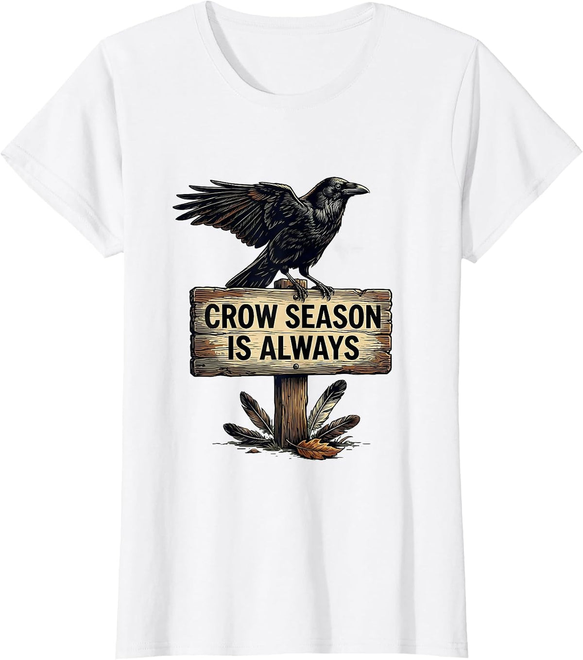 Crow Season Is Always Dark Bird Lover Design T-Shirt - White