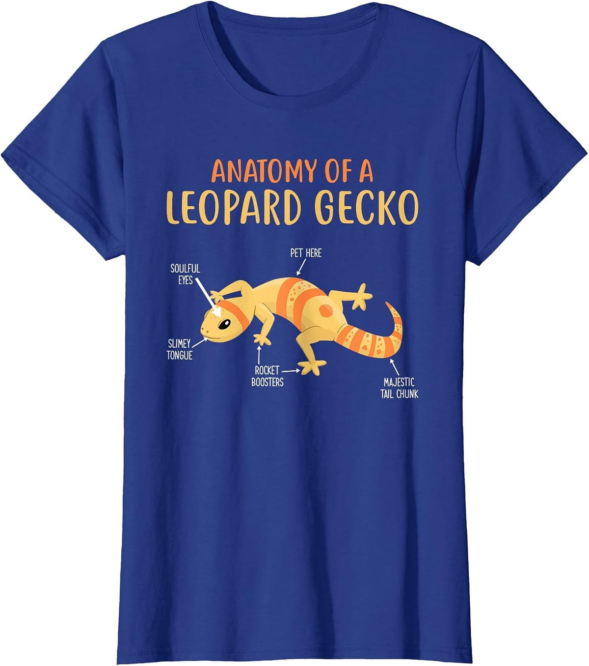 Anatomy of A Leopard Gecko Funny Reptiles Leopard Gecko T-Shirt - Royal Blue