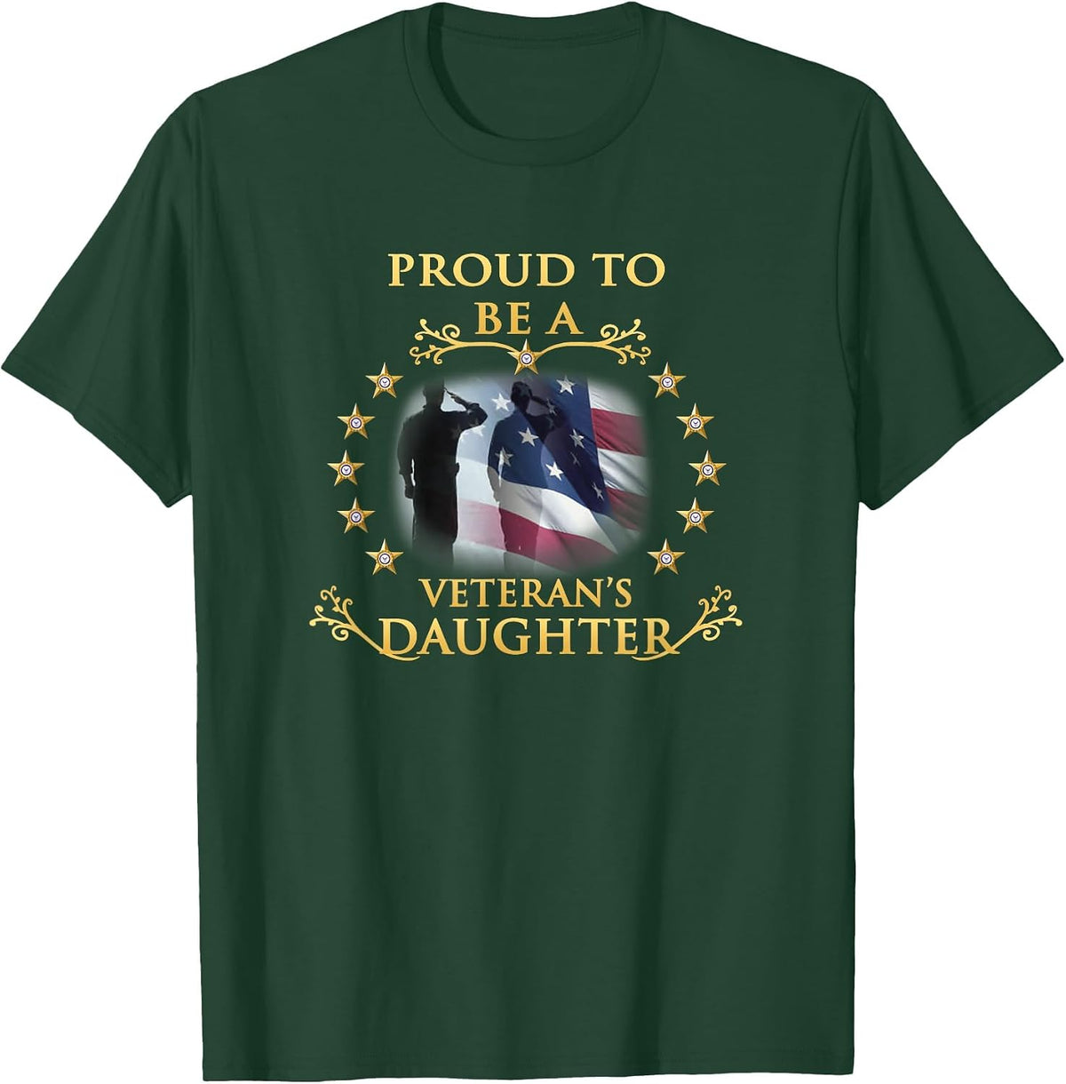Proud Veteran Daughter Thank You Veterans T-Shirt - Dark Green