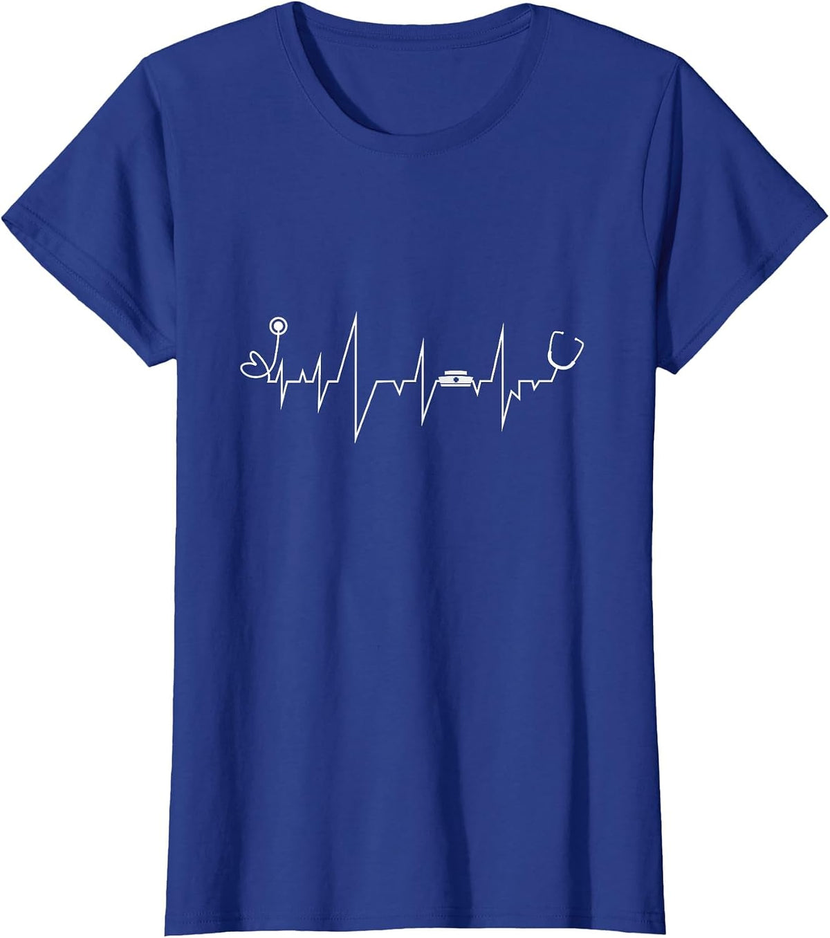 Stethoscope Essential Worker Night Shift Healthcare Nurse T-Shirt - Royal Blue