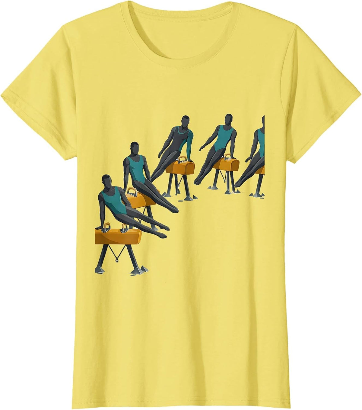 Gymnast Silhouettes Midcentury Modern Funny Gymnastics Gift T-Shirt - Lemon Yellow