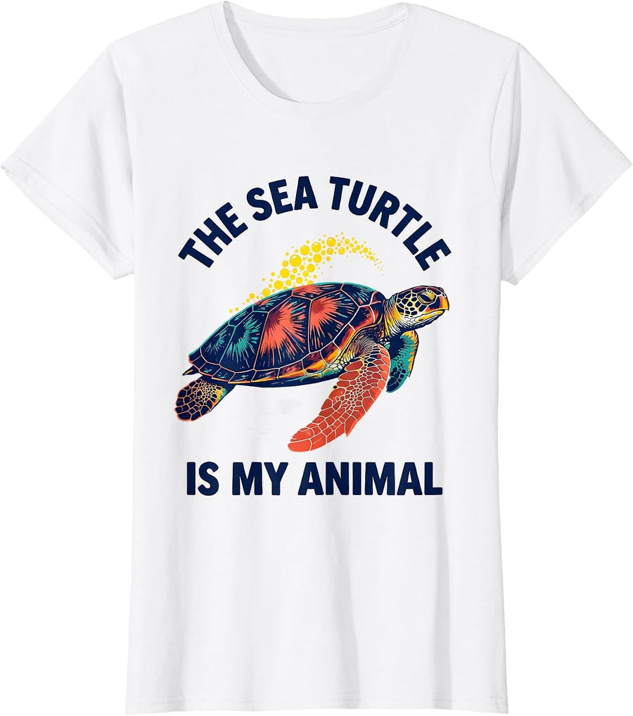 Women's The Sea Turtle Is My Animal Funny Sea Turtle Lover Gift T-Shirt - White