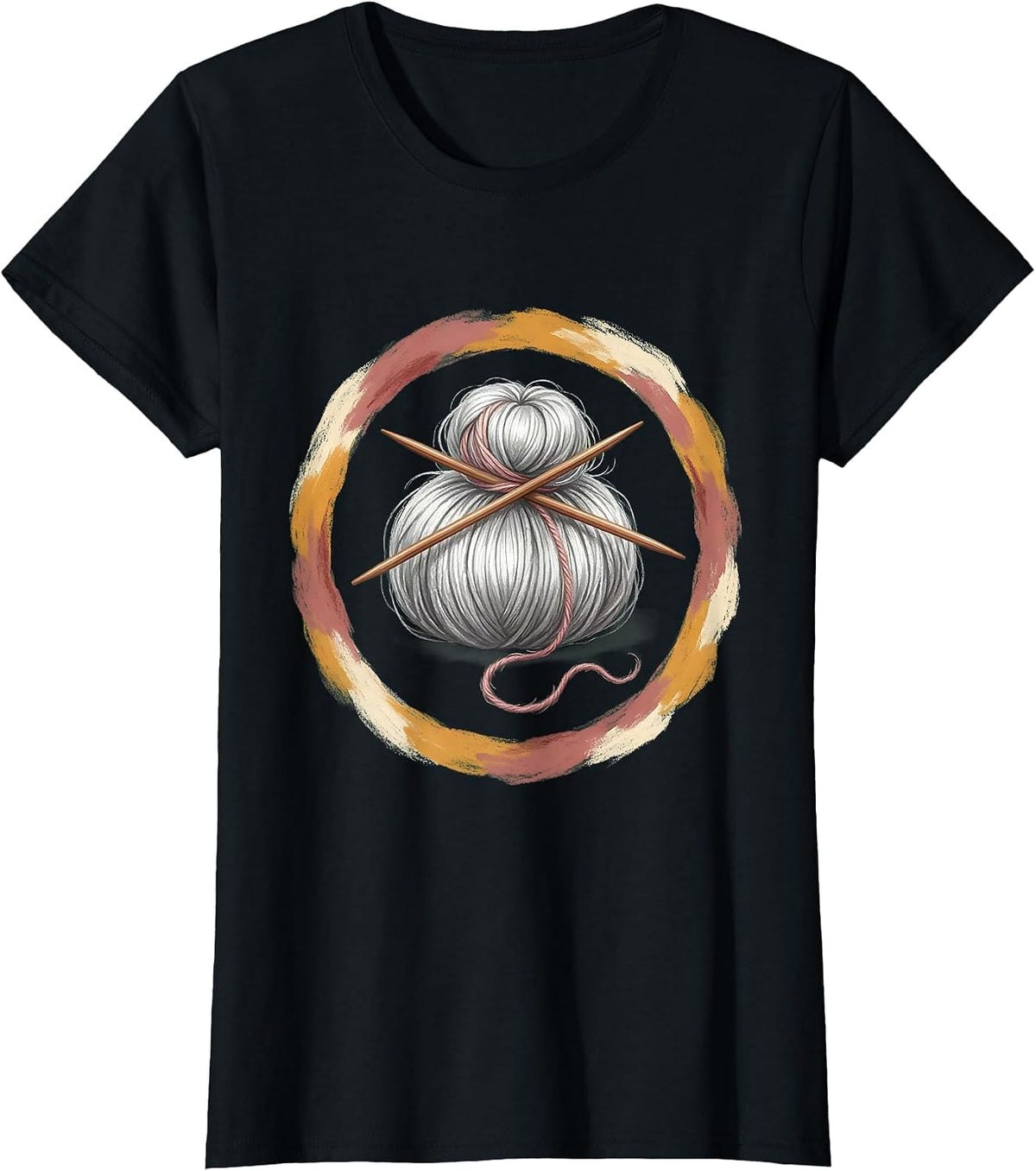 Nana Silver Bun Knitting Needles Graphic T-Shirt - Black
