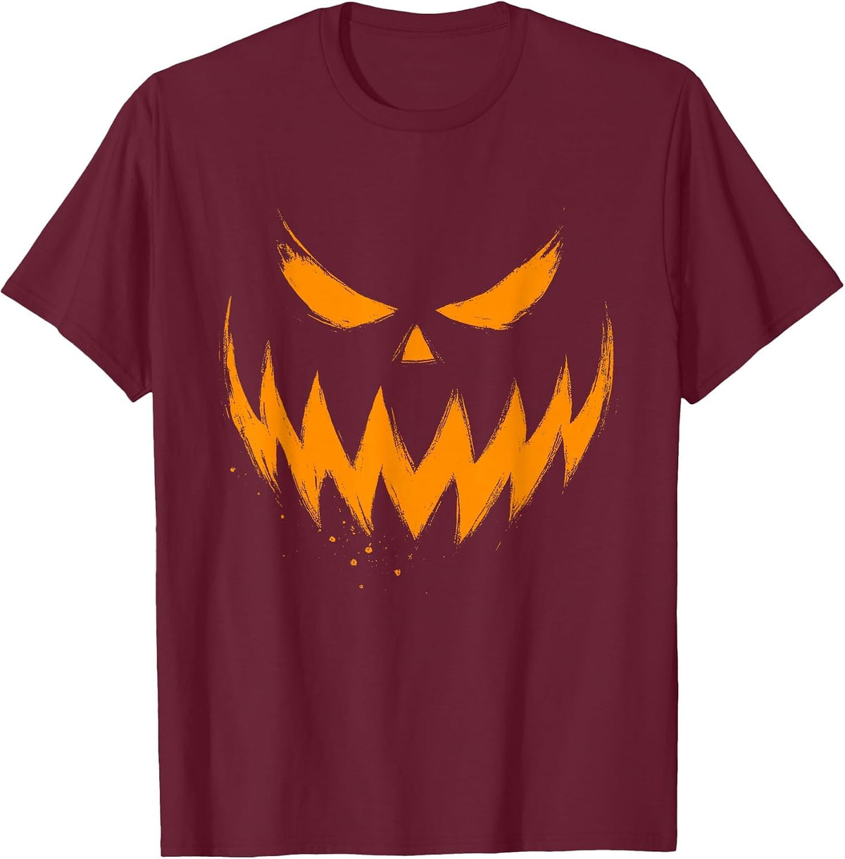 Pumpkin Face Jack O Lantern Scary Carved Halloween Costume T-Shirt - Burgundy