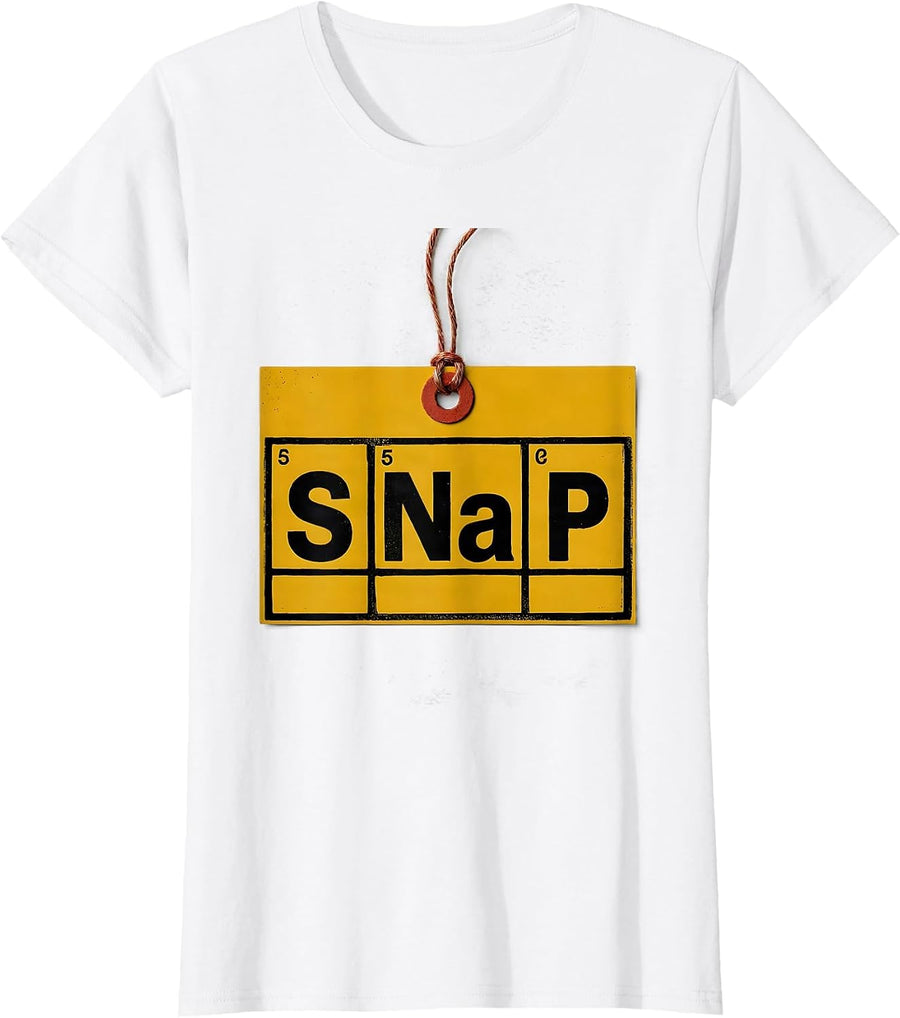 Women's SNaP Funny Chemistry Pun Science Enthusiast Gift T-Shirt - White