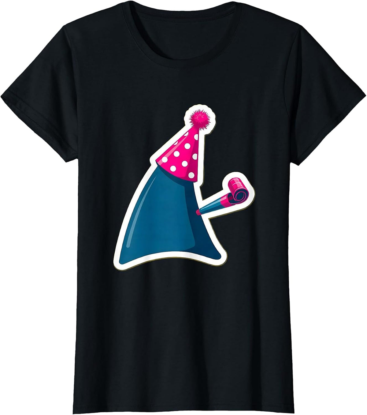 Birthday Shark Fin Party Hat Celebration Design T-Shirt - Black