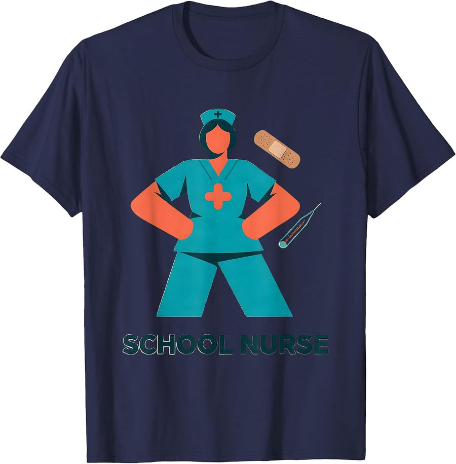 School Nurse Funny Career Humor School Staff Gift T-Shirt - Navy Blue