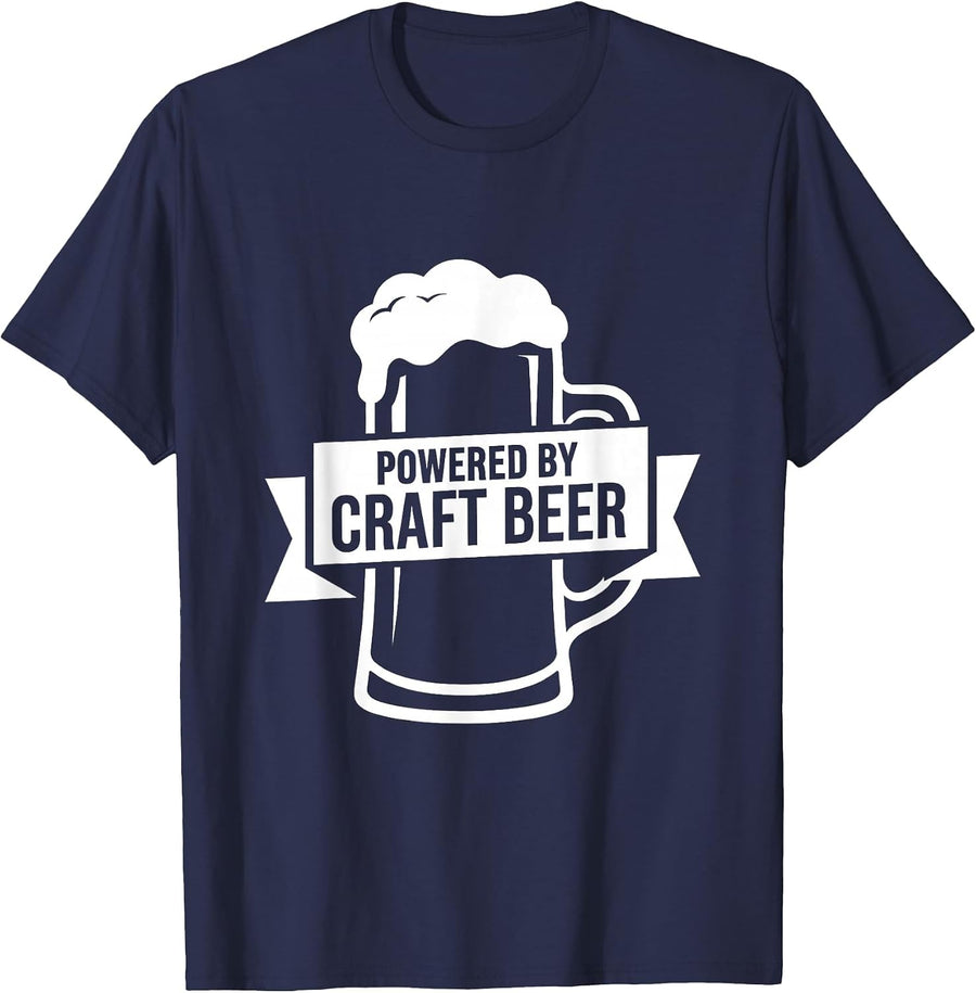 Powered by Craft Beer Brew Lover Design T-Shirt - Navy Blue