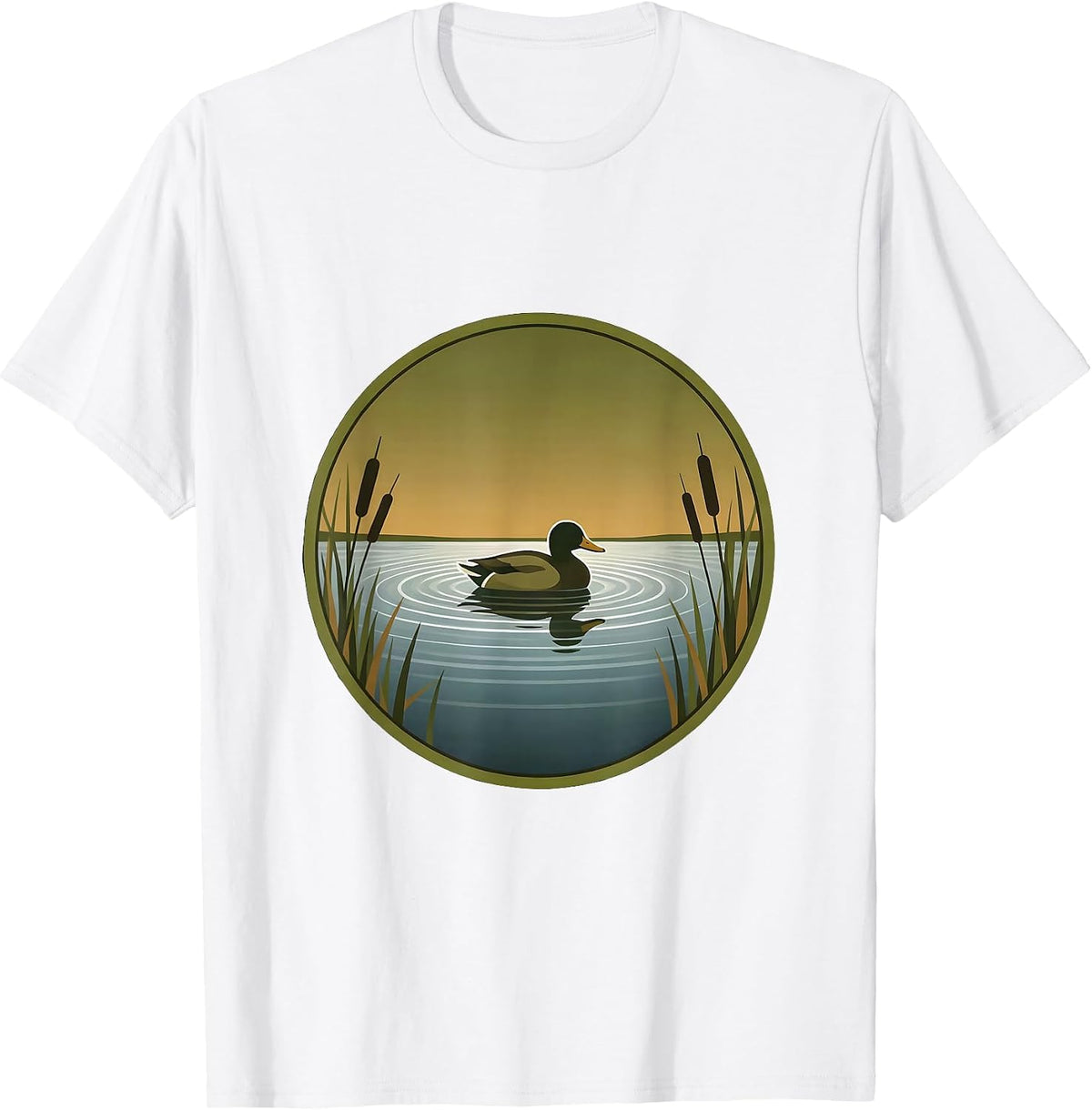 Men's Camo Duck Decoy Still Water Hunting Graphic T-Shirt - White