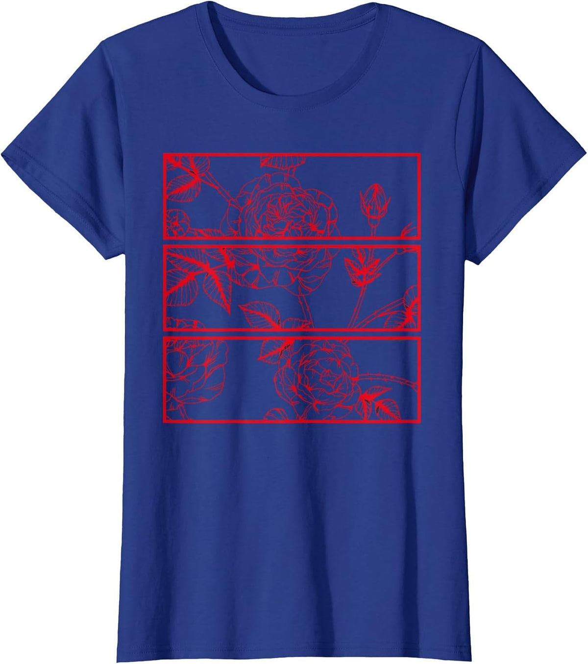 Red Roses Aesthetic Clothing Soft Grunge Soft Goth T-Shirt - Royal Blue
