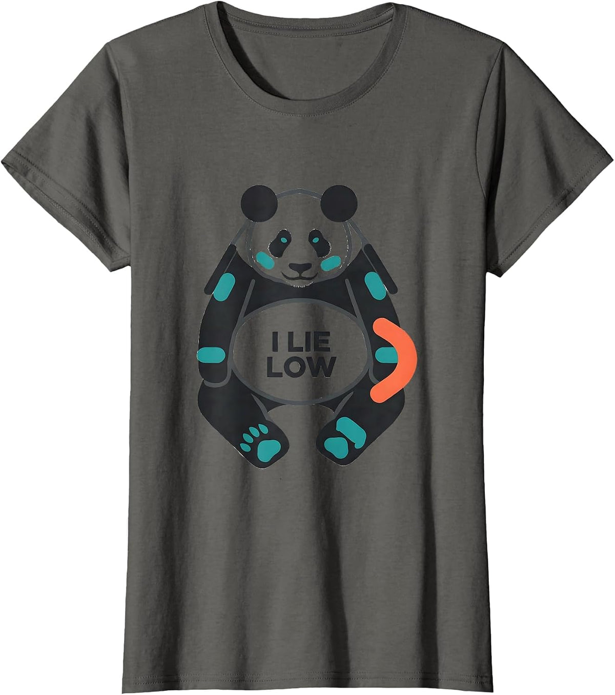 Women's I Lie Low Midcentury Modern Panda Humor Japanese Novelty T-Shirt - Asphalt Grey