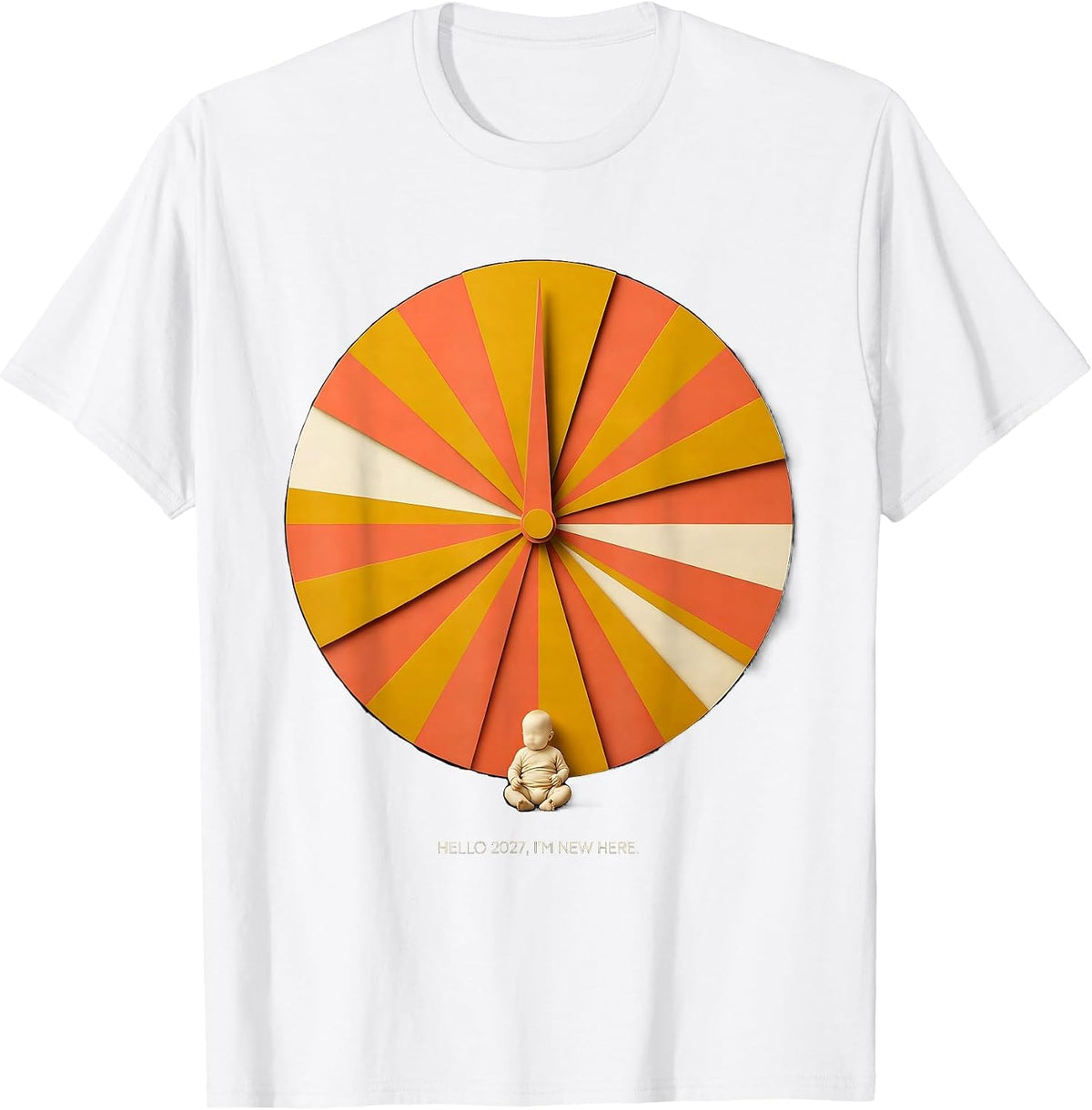 Men's Hello 2027 I'm New Here Midcentury Modern Baby Milestone T-Shirt - White
