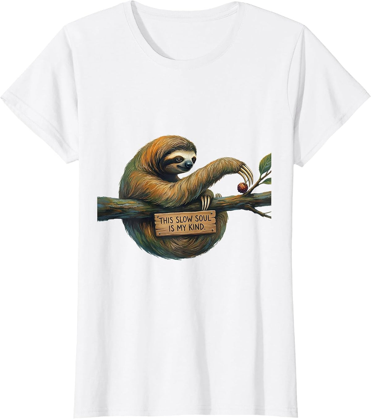 Women's This Slow Soul Is My Kind Funny Sloth Lover Novelty Gift T-Shirt - White