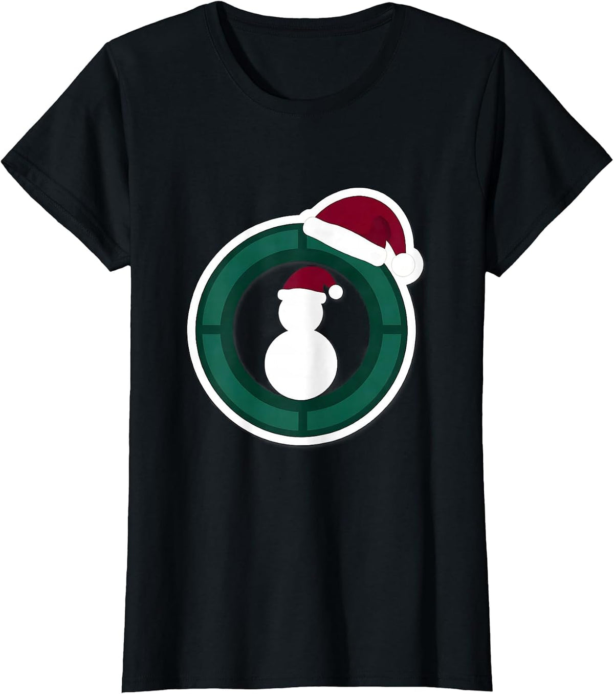 Women's MRI Bore Ring Snowman Radiology Tech Christmas Sticker T-Shirt - Black