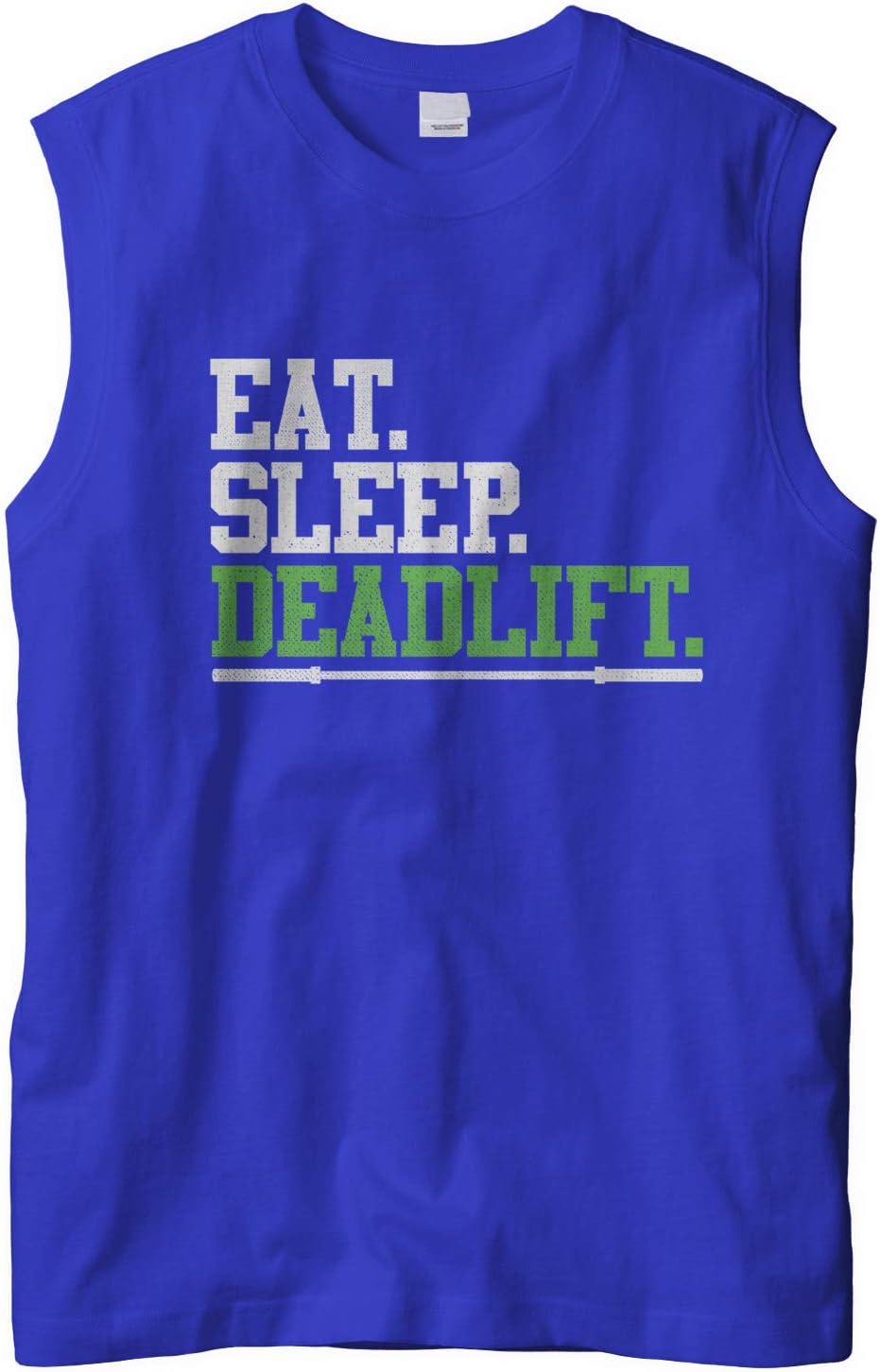 Men's Eat Sleep Deadlift, Funny Workout Gym Sleeveless Muscle T-Shirt - Royal Blue