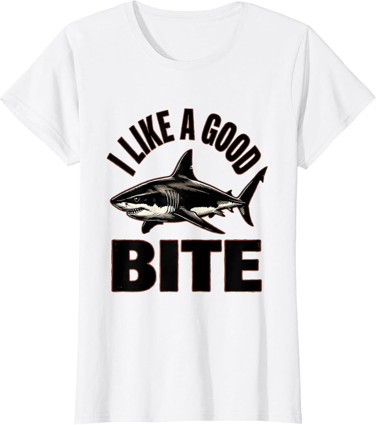I Like A Good Bite Funny Shark Lover Ocean Wildlife Humor T-Shirt - White