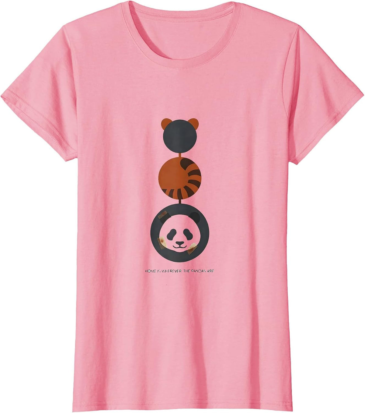 Women's Home Is Wherever The Pandas Are Funny Panda Lover Gift T-Shirt - Pink