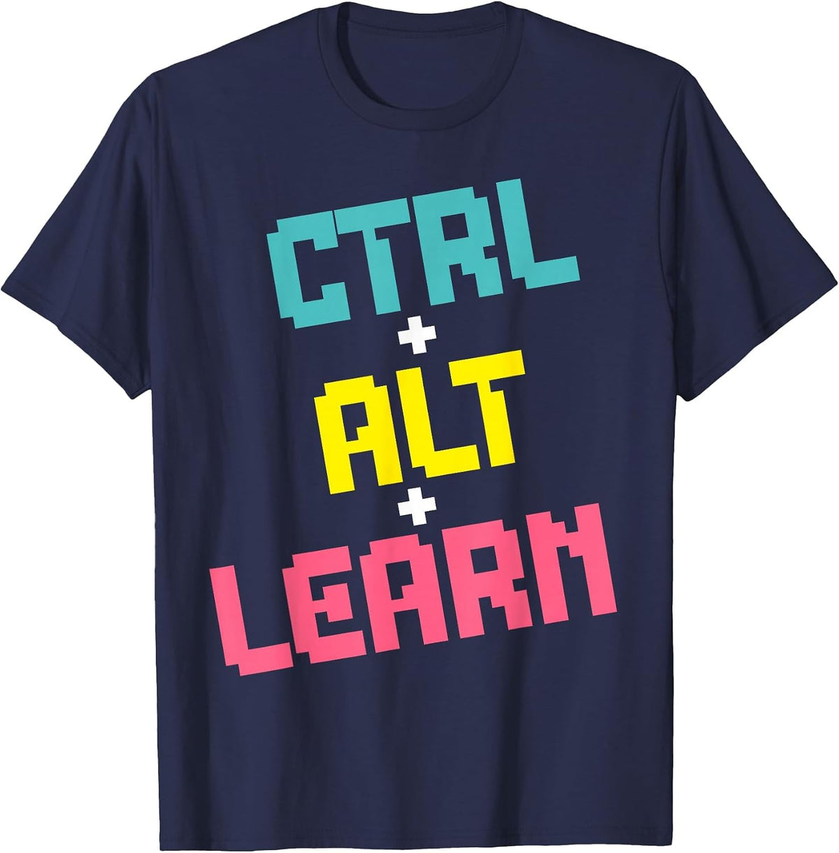 Computer Teacher Back to School Kids Ctrl + Alt + Learn T-Shirt - Navy Blue