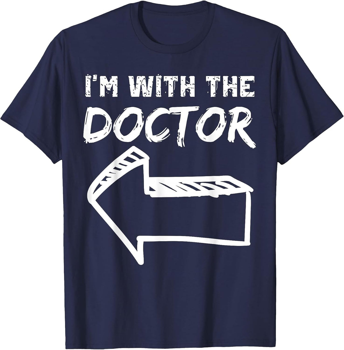 I'm with The Doctor Left Arrow Funny Halloween Costume Her T-Shirt - Navy Blue