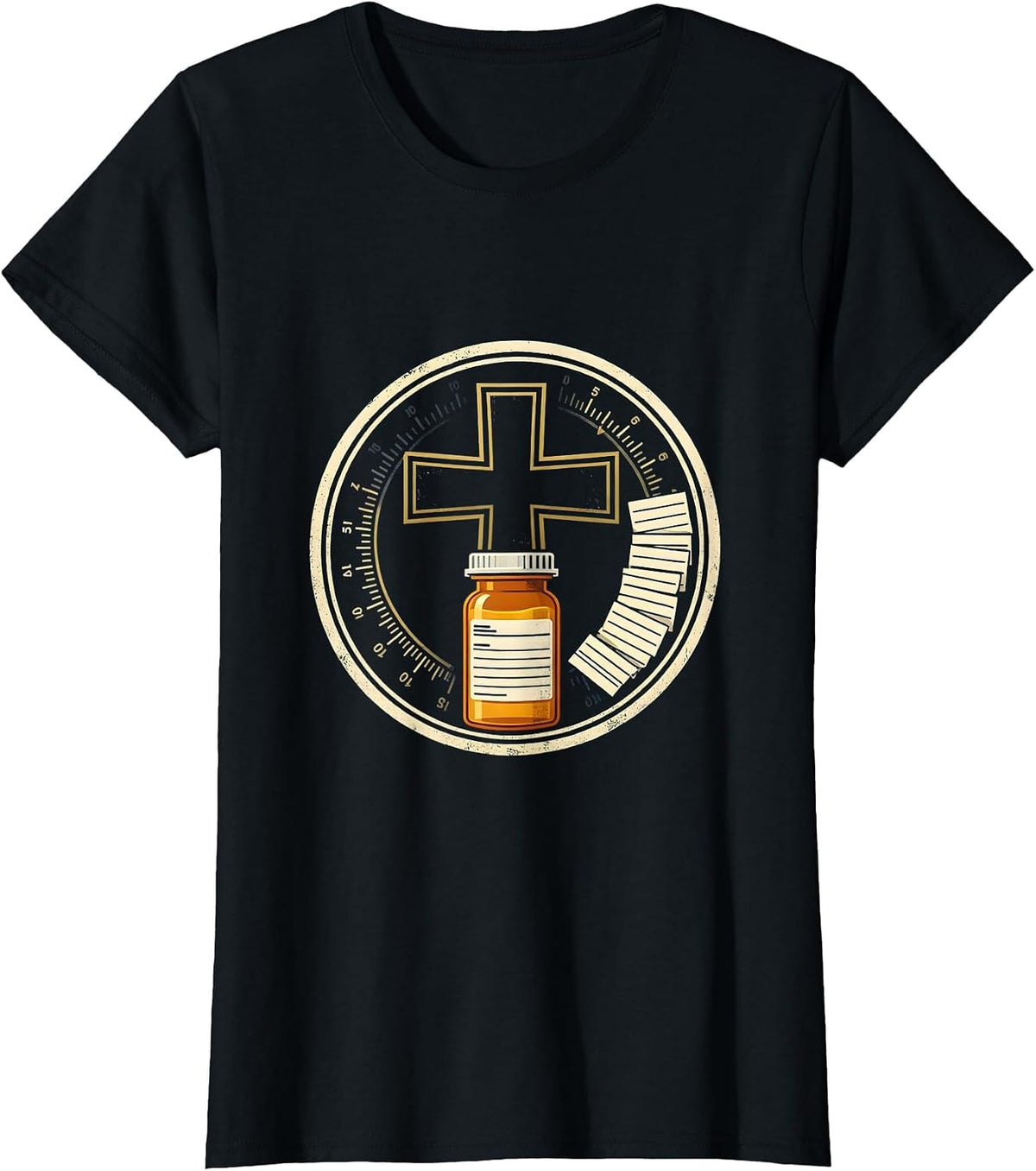 Women's Pharmacy Shield Badge Tech Crew Cute Occupation Pride T-Shirt - Black