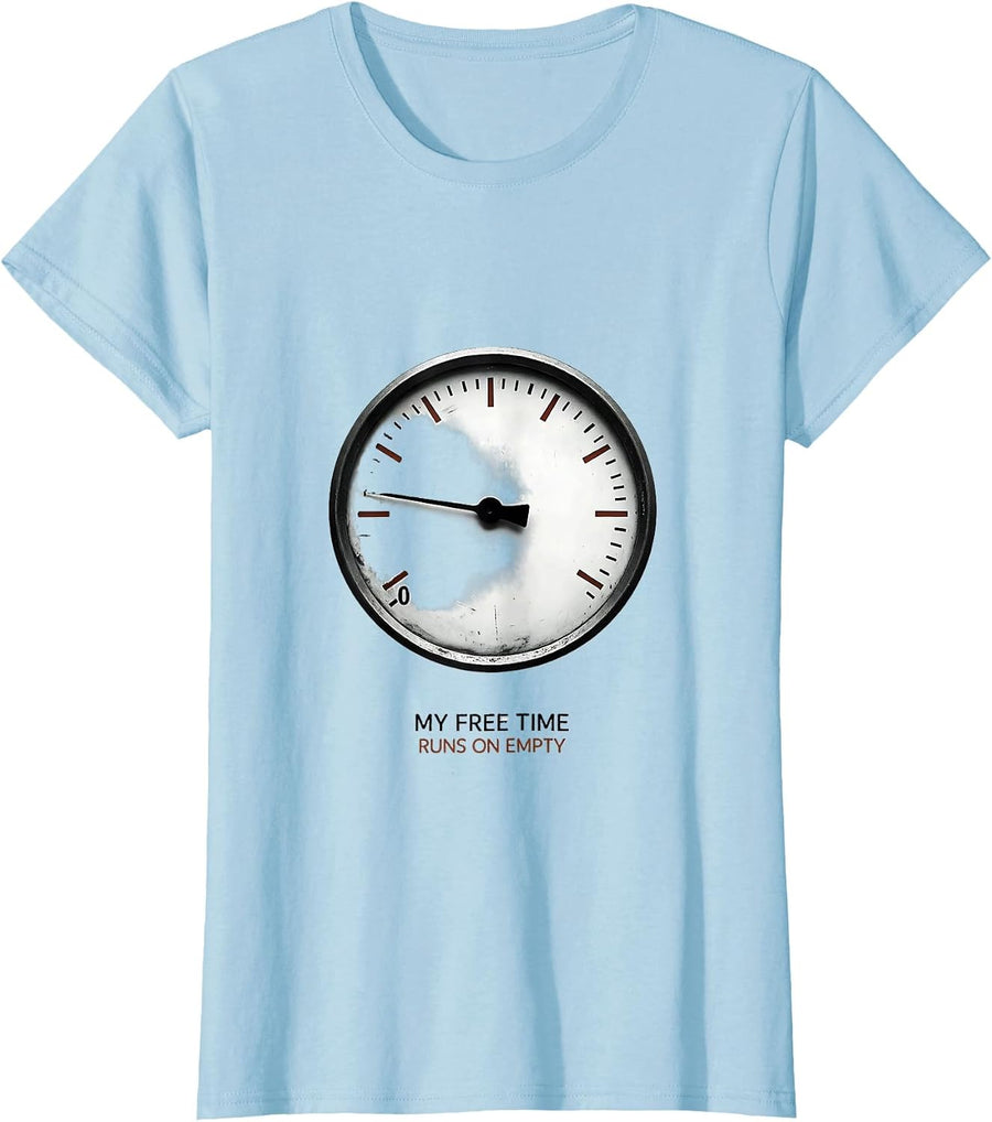 Women's My Free Time Runs On Empty Funny Muscle Car Mechanic Gift T-Shirt - Baby Blue