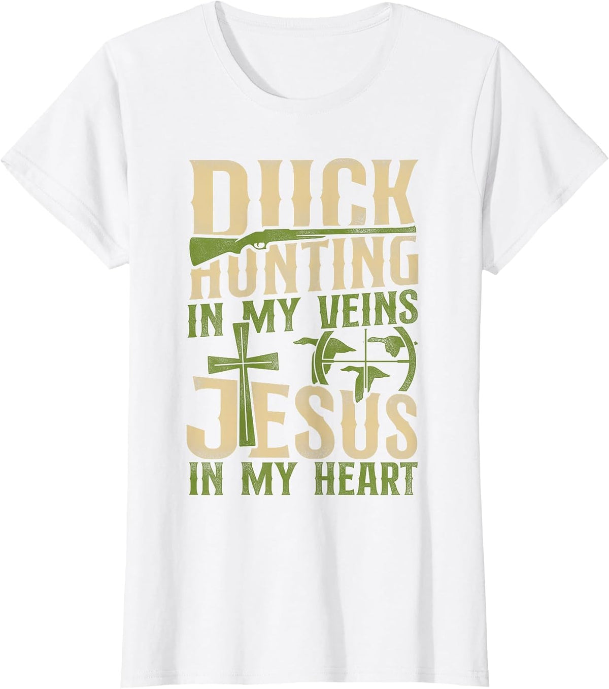 Duck Hunting Hunter Jesus Faith Christian Vintage Duck T-Shirt - White