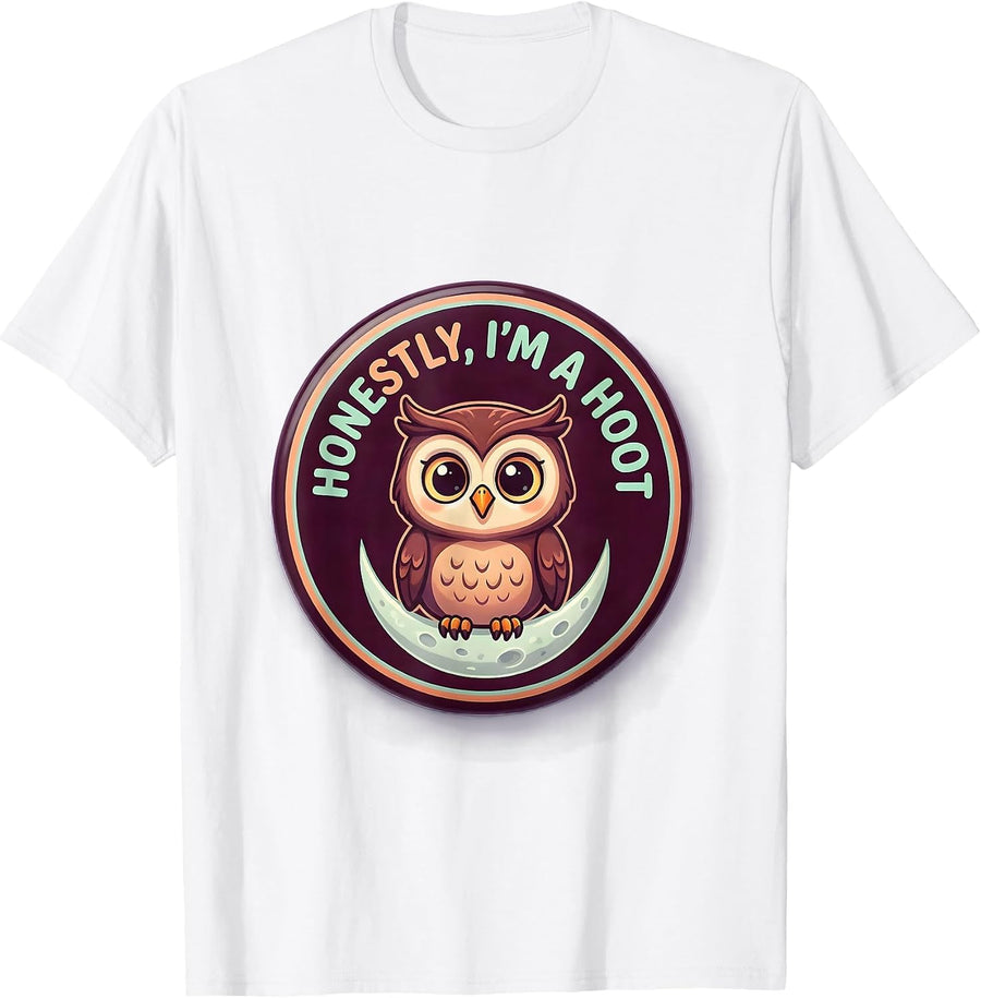 Men's Honestly, I'm A Hoot Cute Kawaii Owl Lover Bird Humor T-Shirt - White