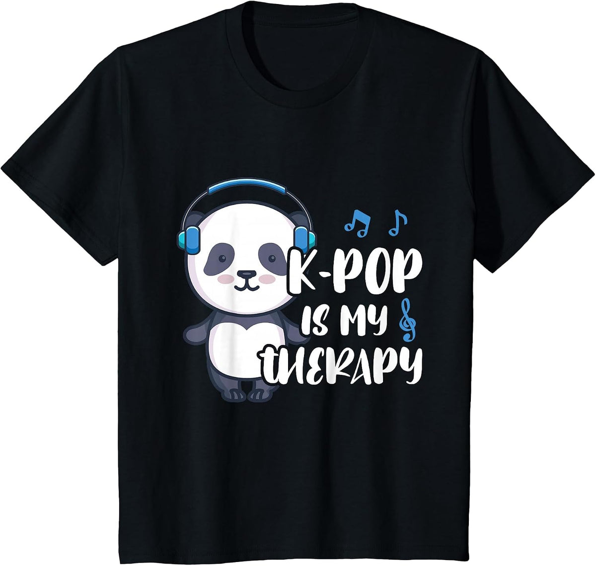 K-Pop is My Therapy K-Pop Panda Teens Panda Kpop Quote T-Shirt - Black