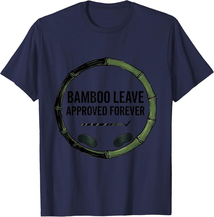 Bamboo Leave Approved Forever Minimalist Panda Humor Gift T-Shirt - Navy Blue