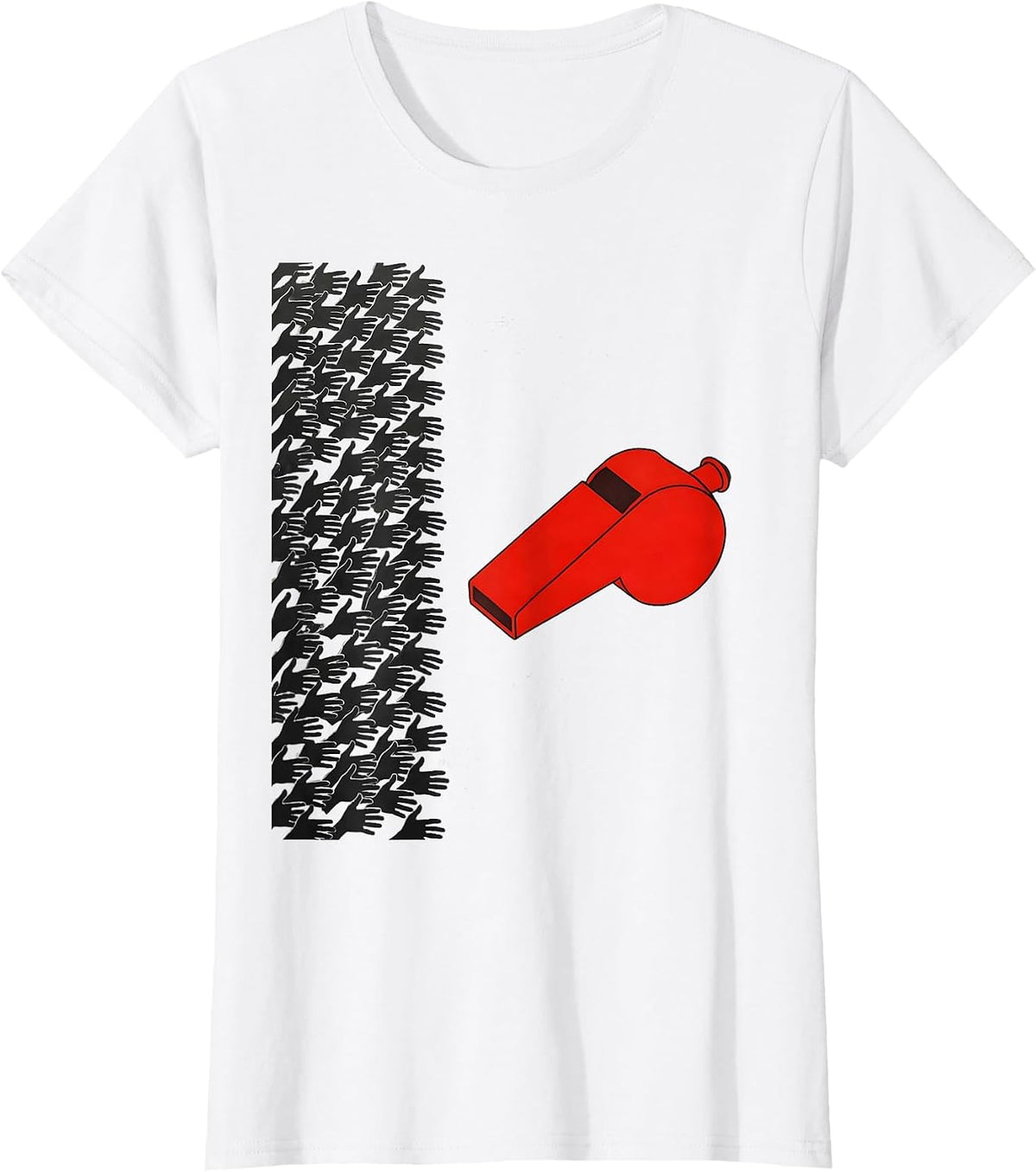 Women's Whistle And Hands Minimalist PE Teacher Back To School T-Shirt - White