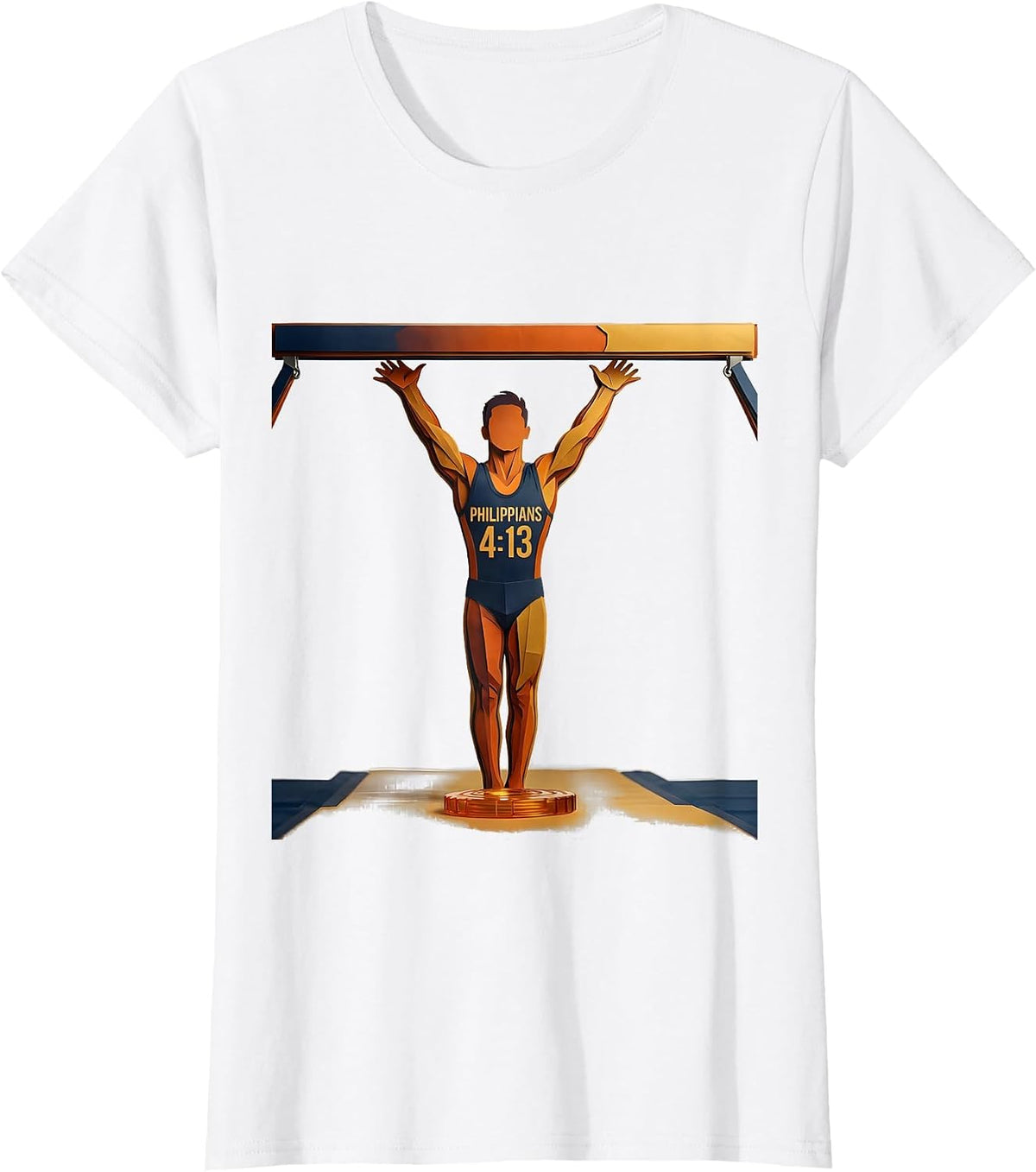 Women's Philippians 4:13 Religious Gymnastics Faith Strength Graphic T-Shirt - White
