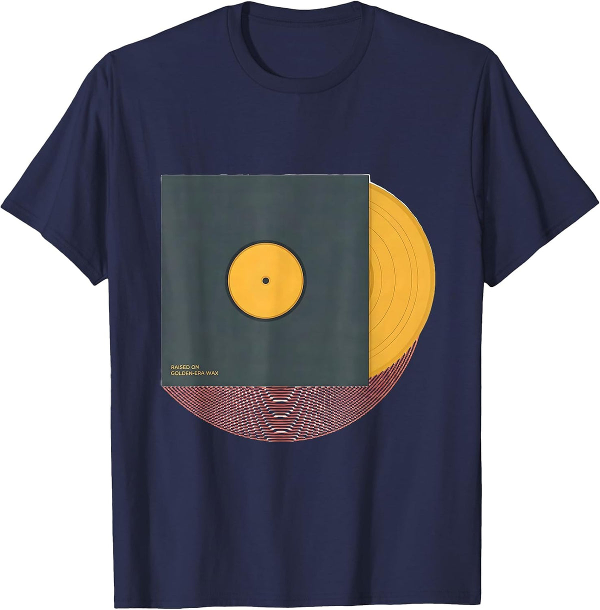 Raised On Golden-Era Wax Vintage 90s Hip-Hop Rap Music Lyric T-Shirt - Navy Blue