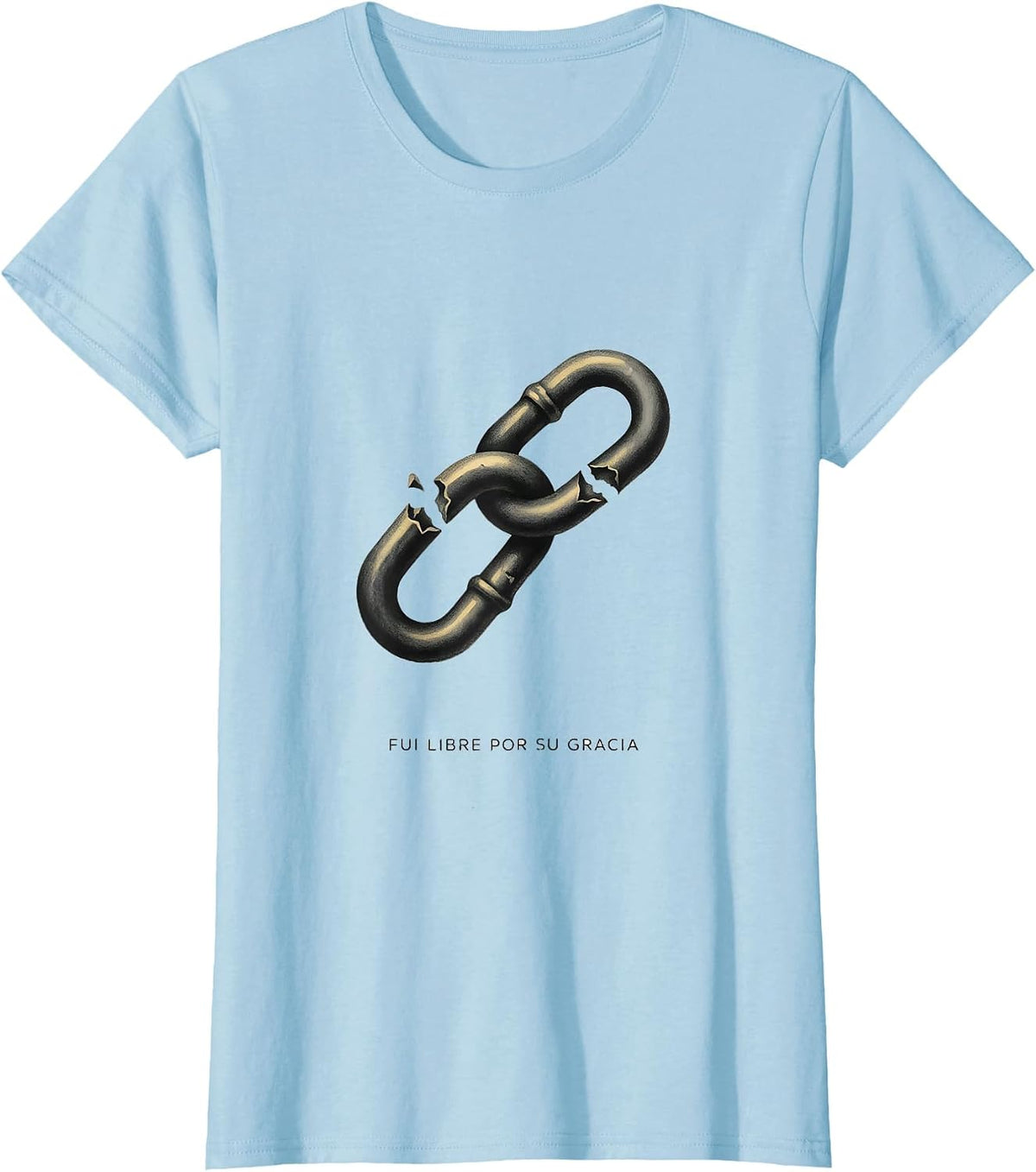Women's Fui Libre Por Su Gracia Spanish Christian Faith Bible Verse T-Shirt - Baby Blue