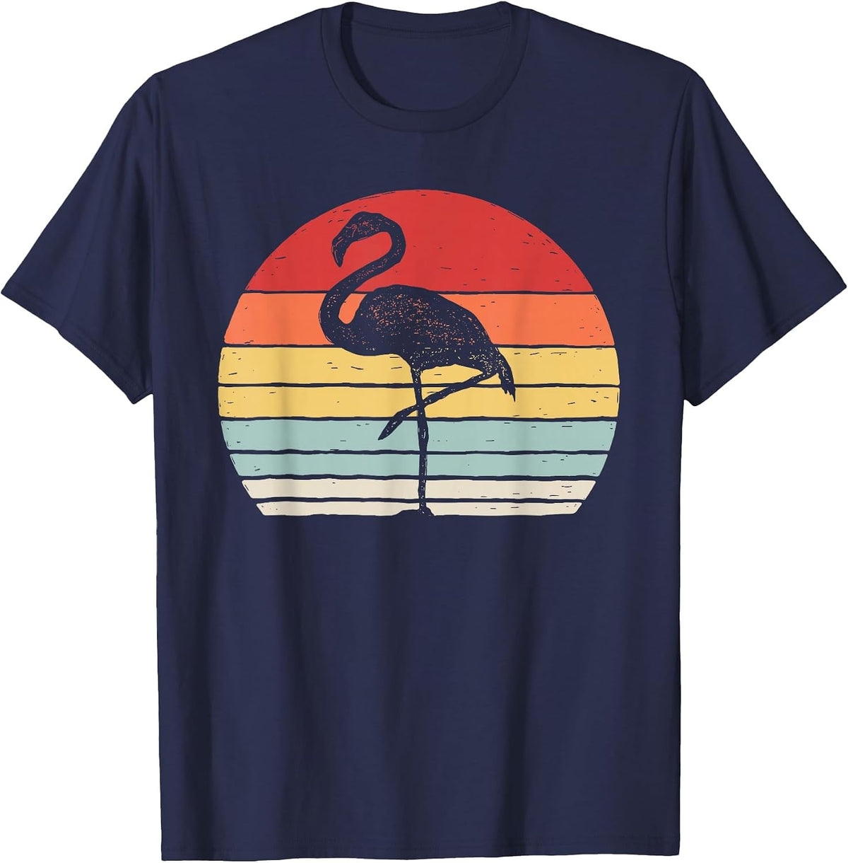 Vintage Retro Flamingo T-Shirt - Navy Blue